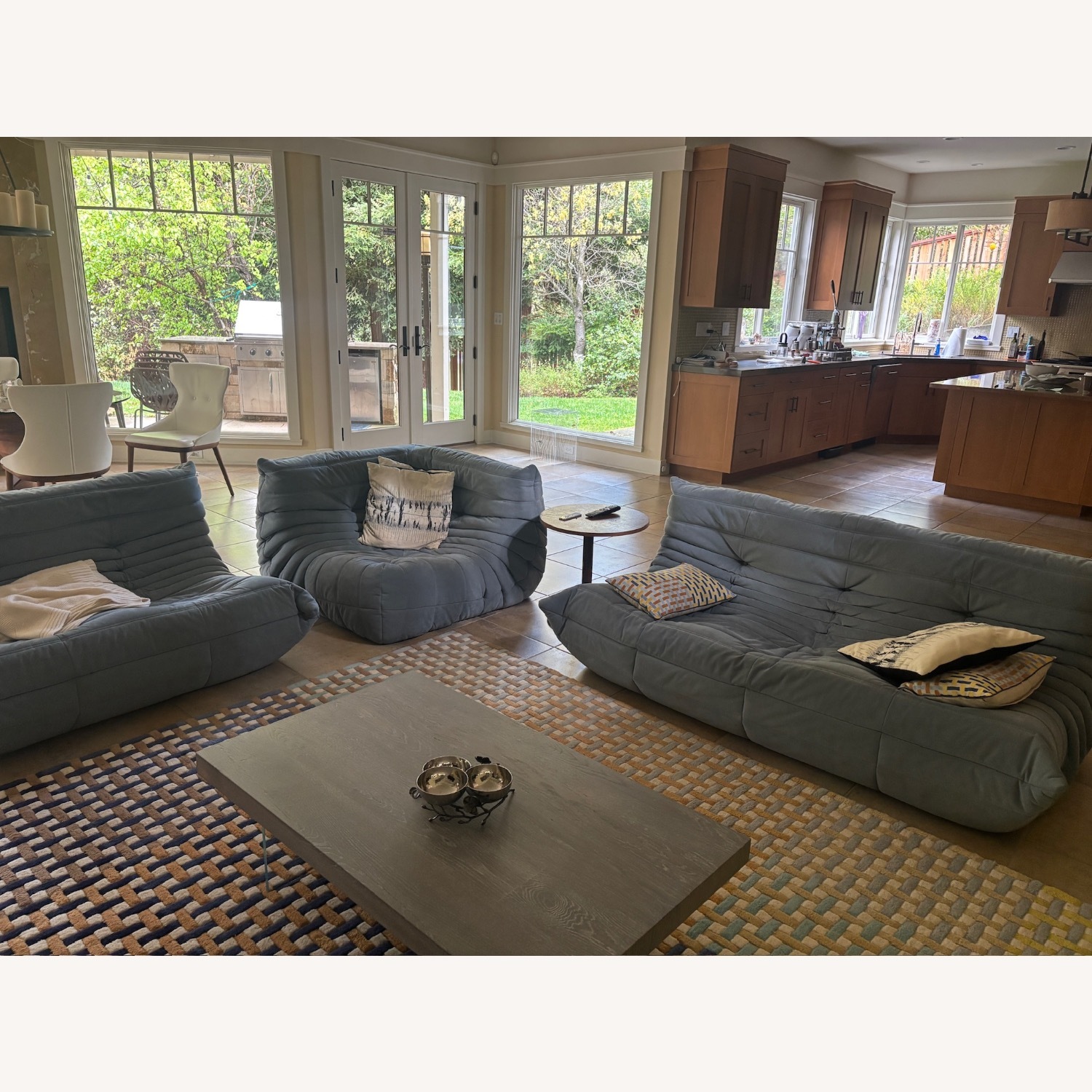 3 pieces Set Togo Luxury Sofa in Light Blue - image-1