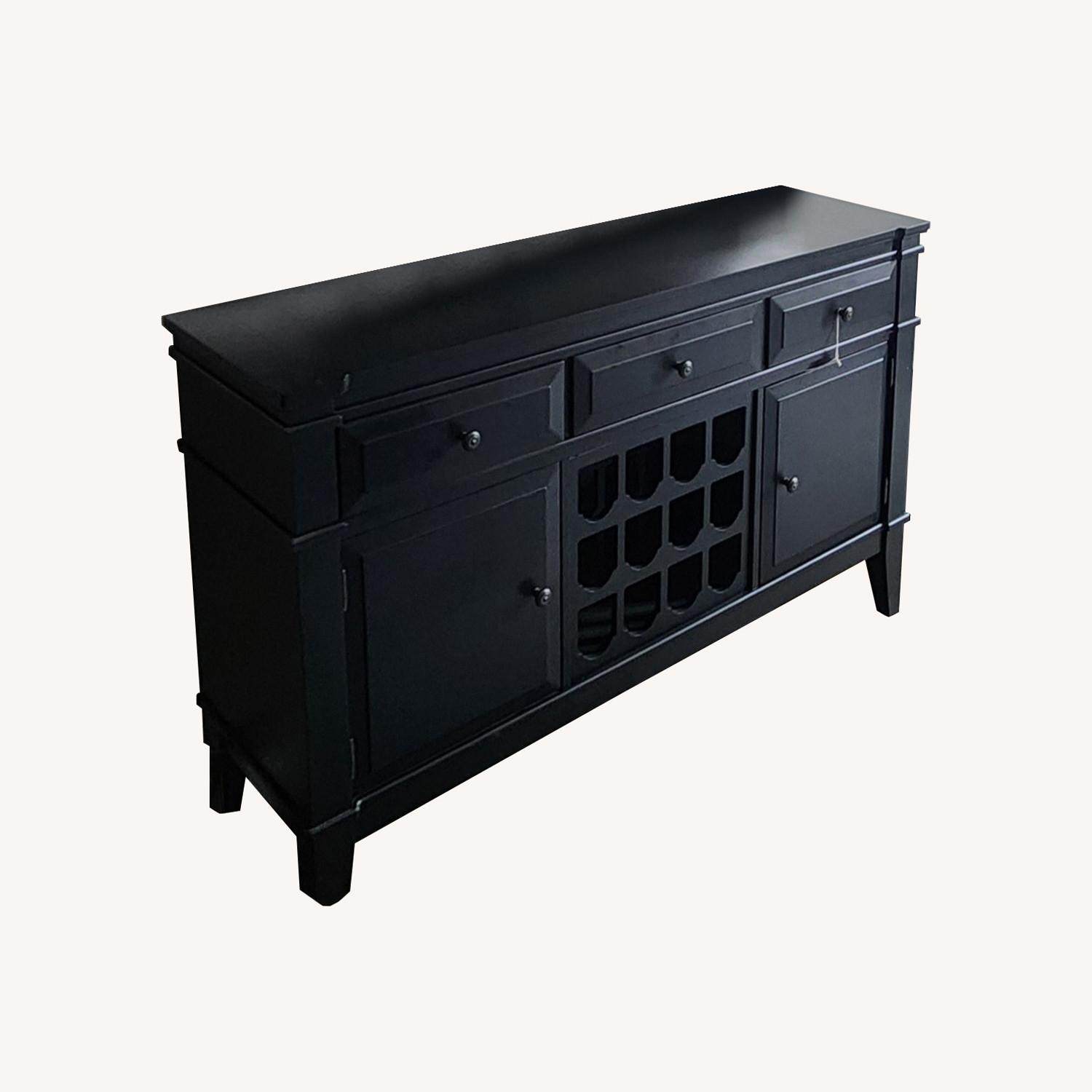 Raymour & Flanigan TV Stand With Wine Bottle Storage - image-5