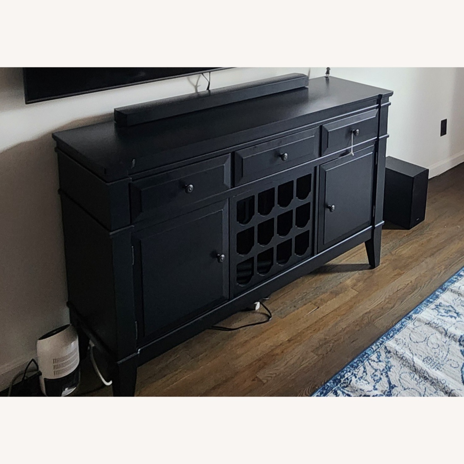 Raymour & Flanigan TV Stand With Wine Bottle Storage - image-1