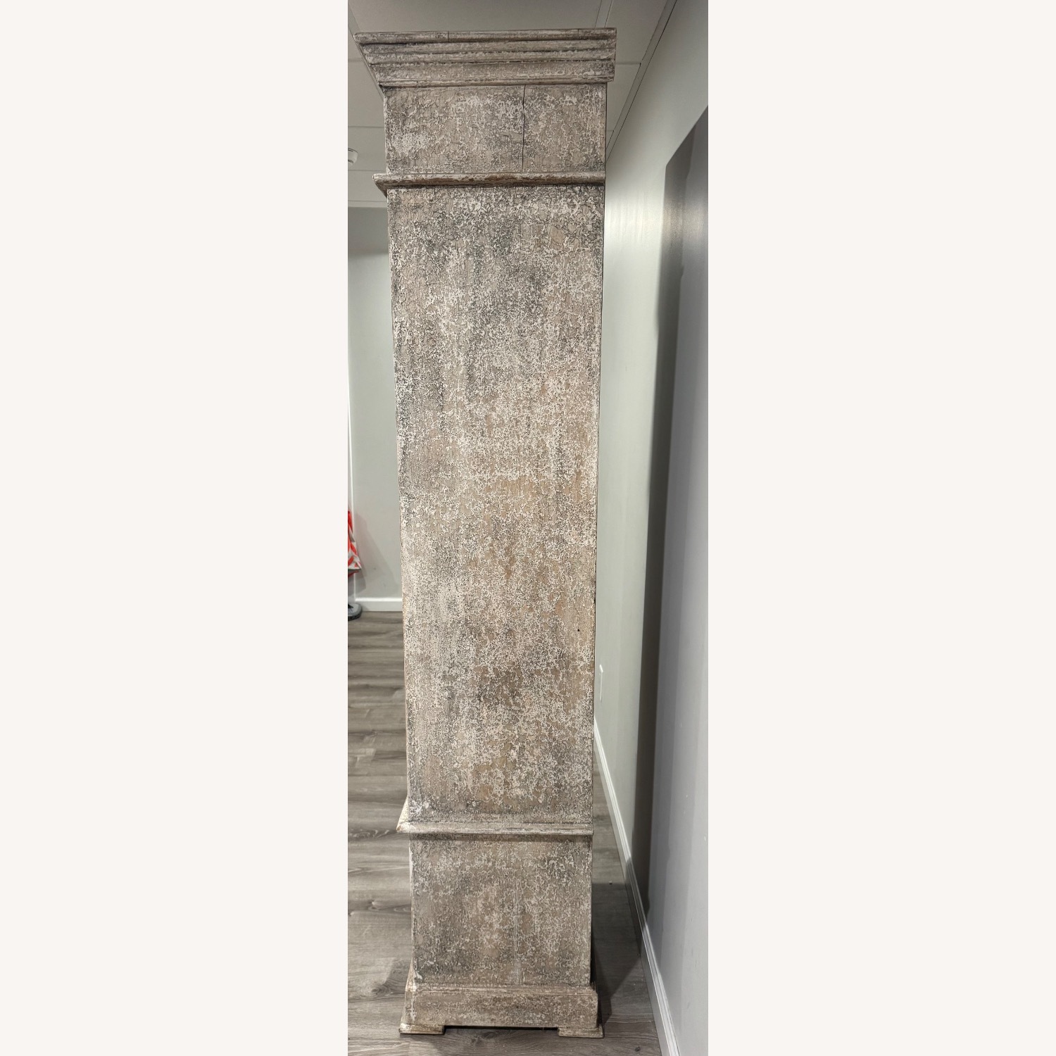 Antique-Style Wood Armoire with Carved Design - image-1