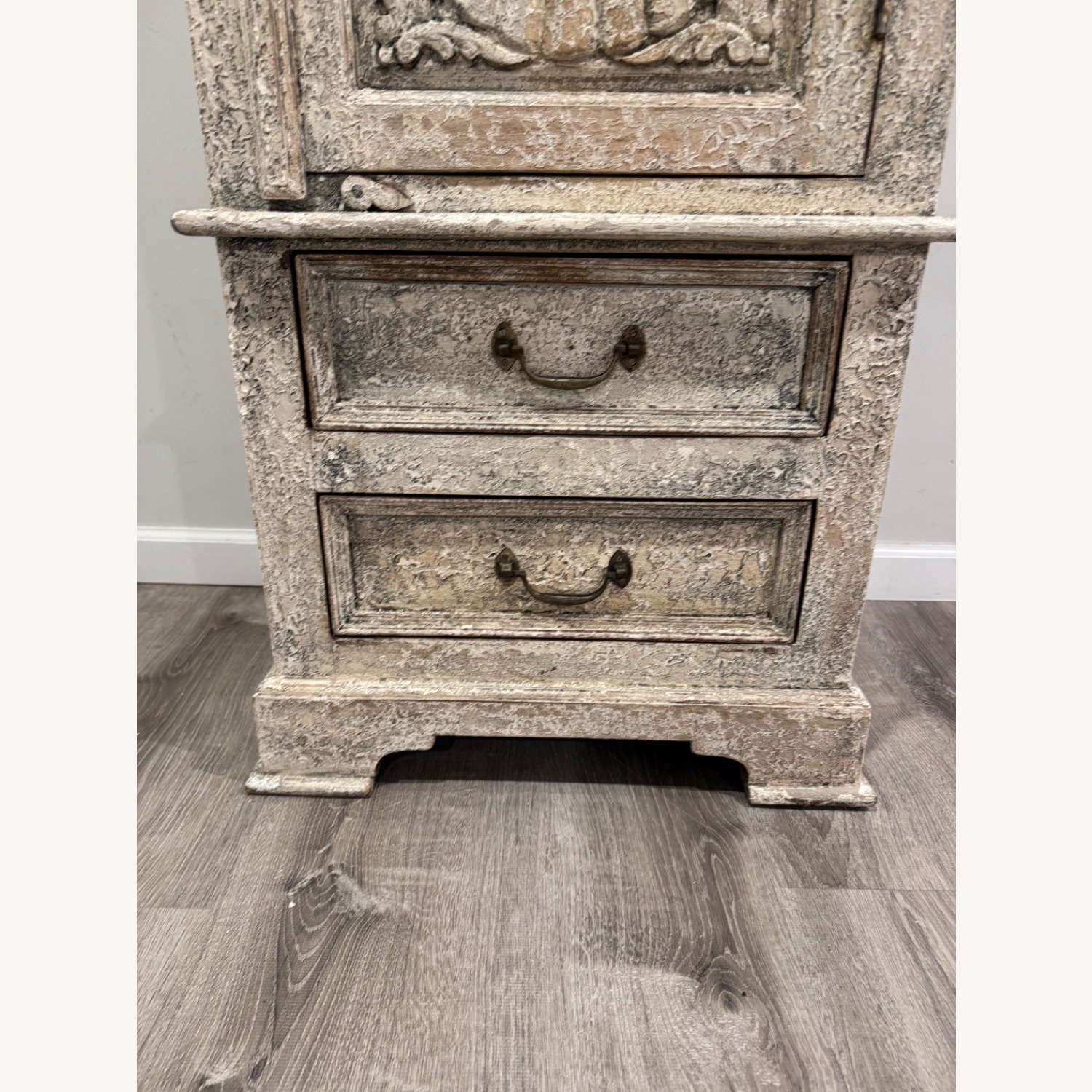 Antique-Style Wood Armoire with Carved Design - image-4