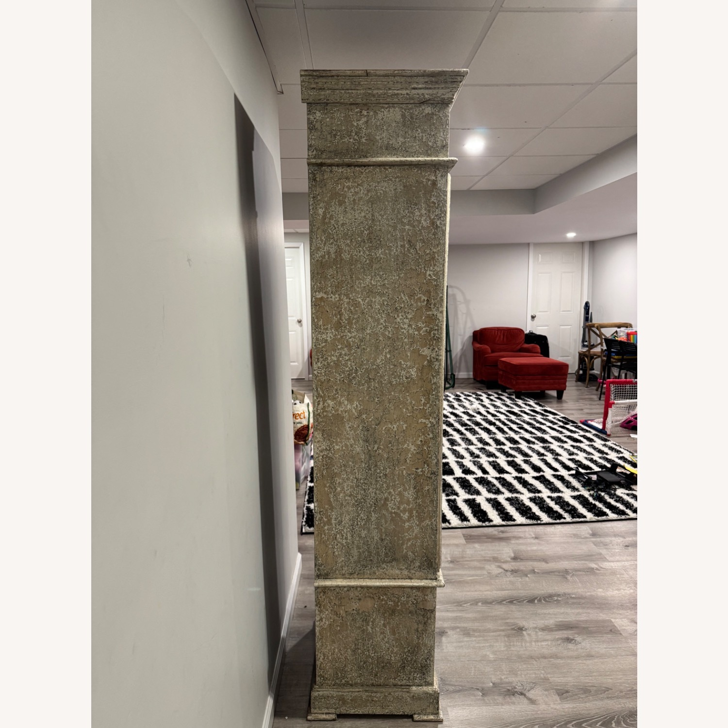 Antique-Style Wood Armoire with Carved Design - image-2