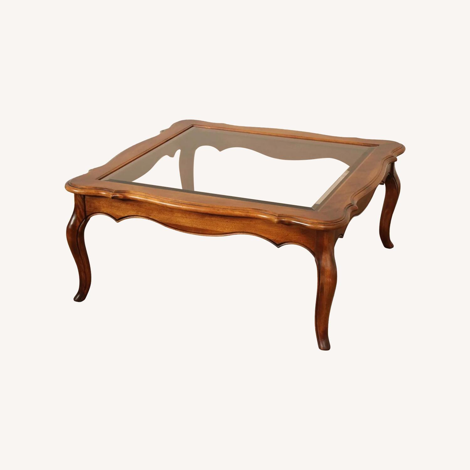 French Country Style Glass Top Coffee Table - image-0
