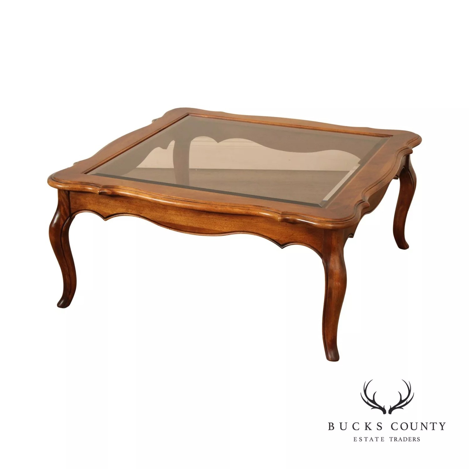 French Country Style Glass Top Coffee Table - image-1