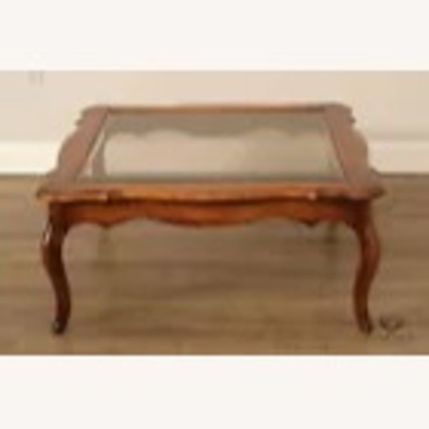 French Country Style Glass Top Coffee Table - image-2
