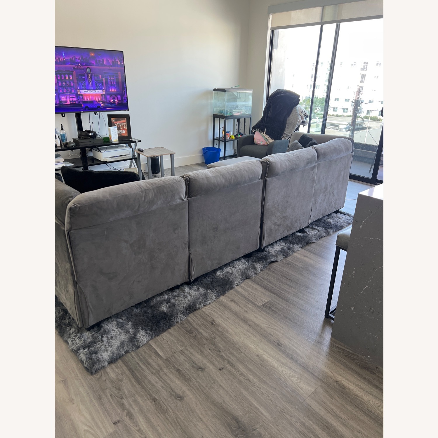 Velvet Gray Couch - image-5