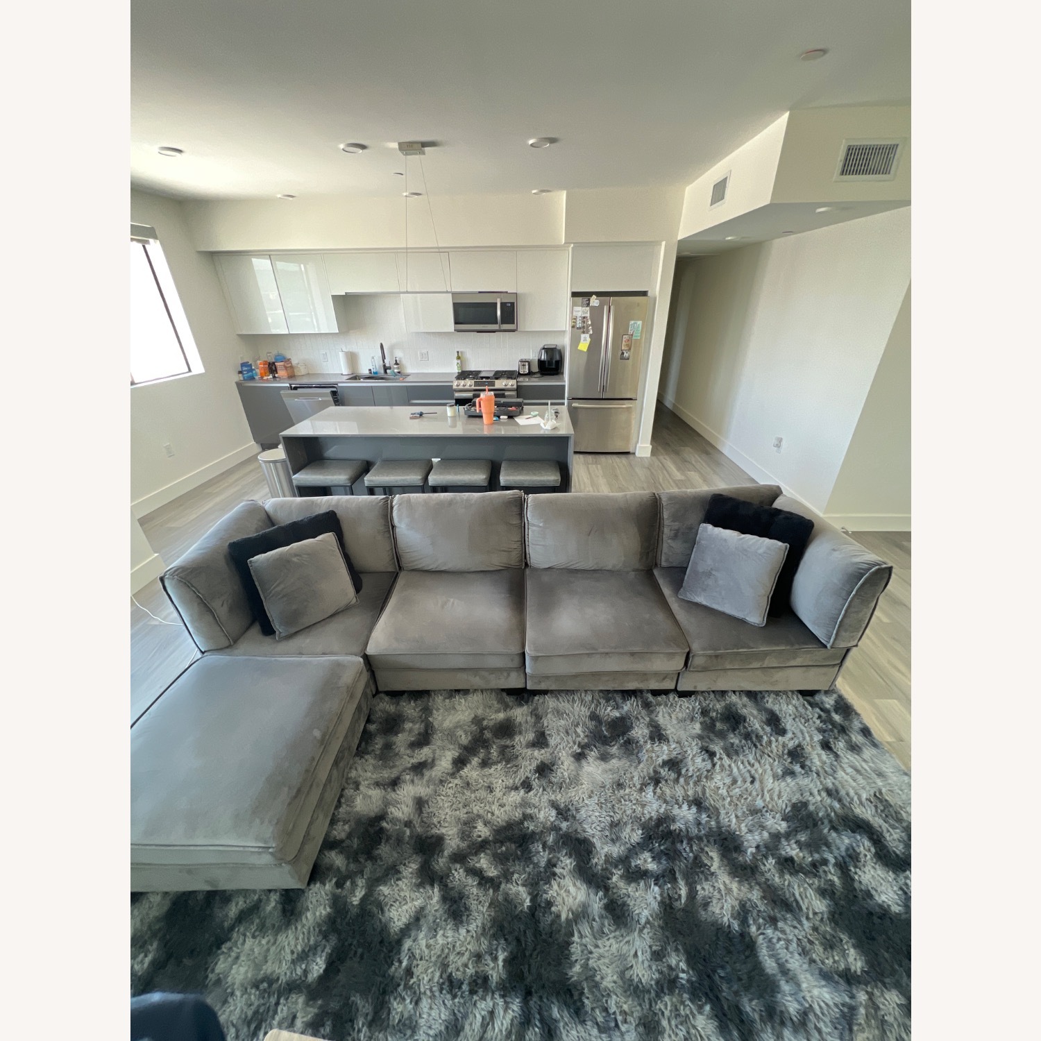 Velvet Gray Couch - image-1