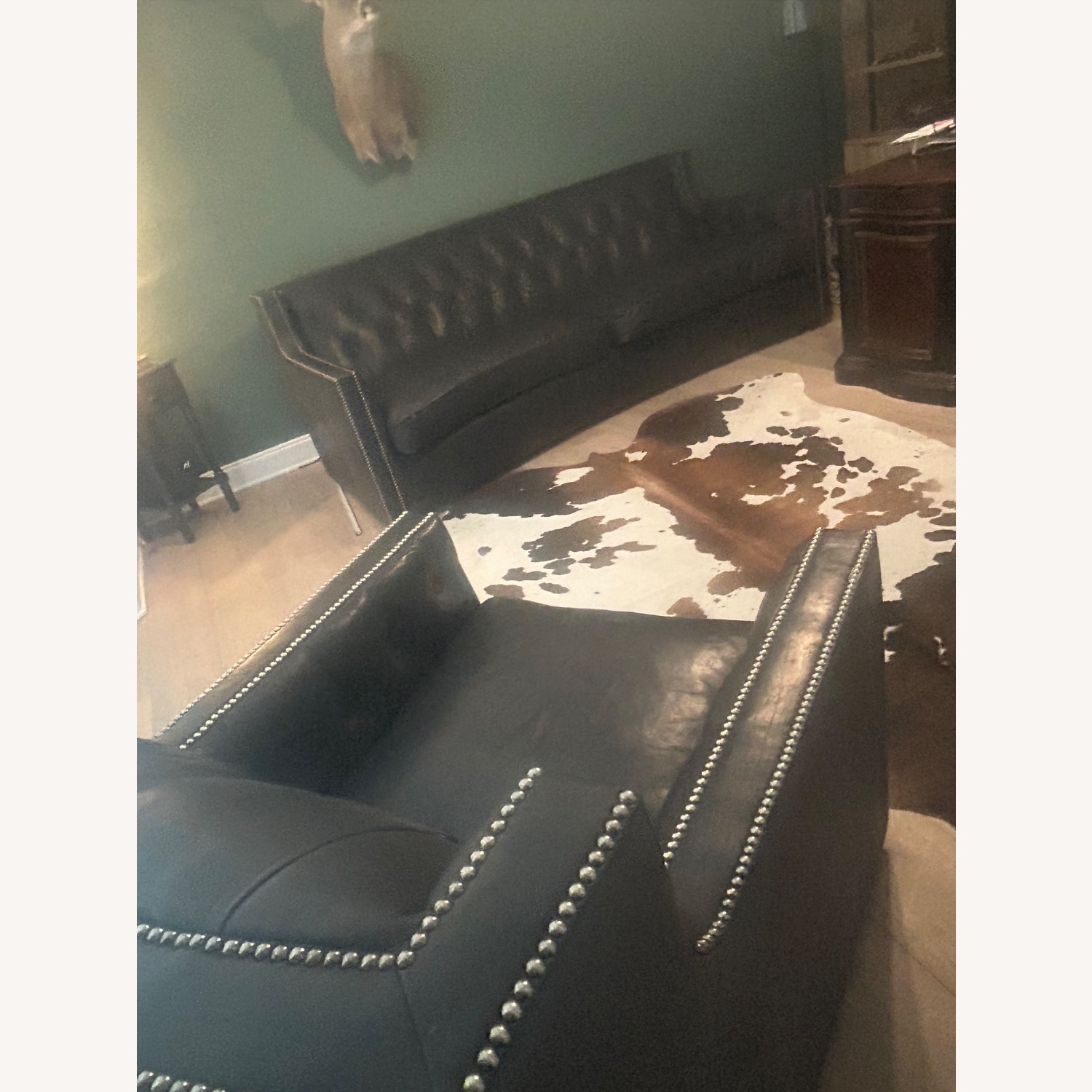 Bernhardt Candace Black Leather Studded Sofa - image-5