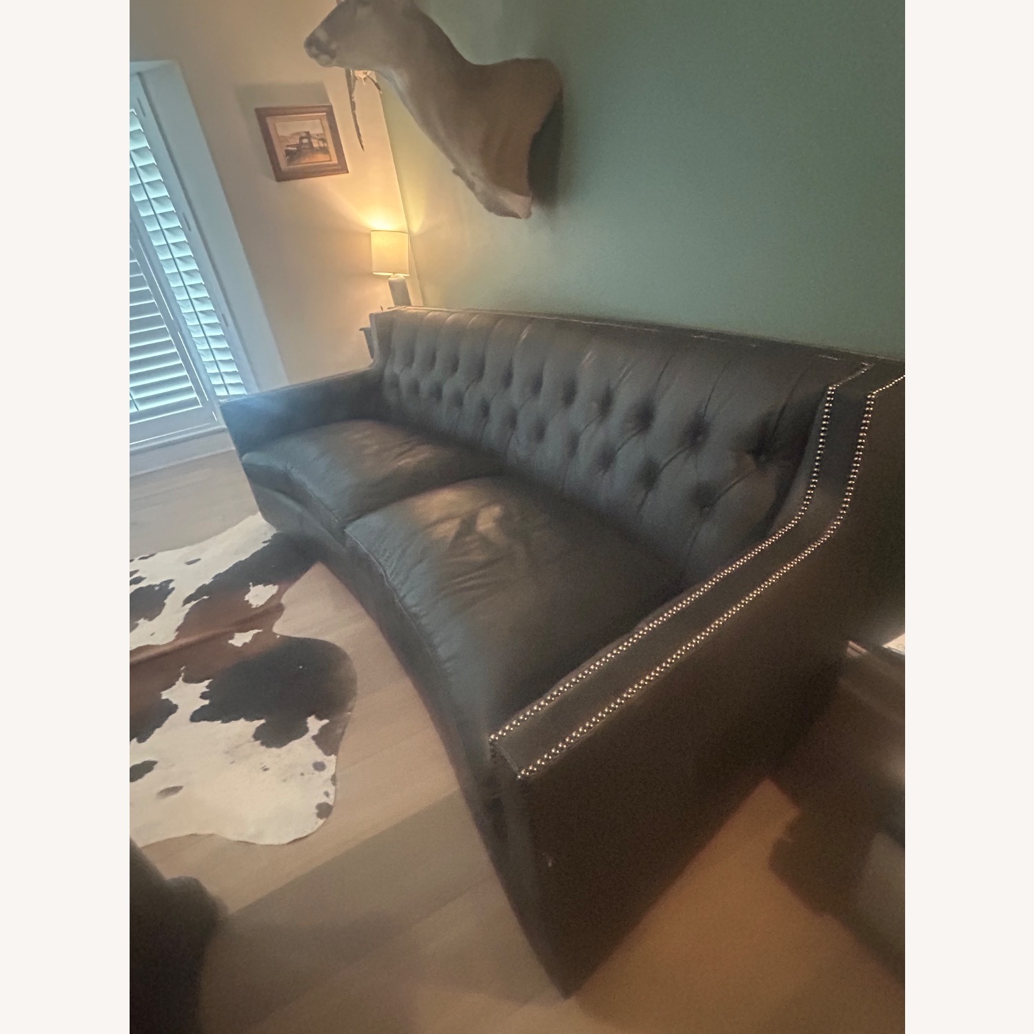 Bernhardt Candace Black Leather Studded Sofa - image-4