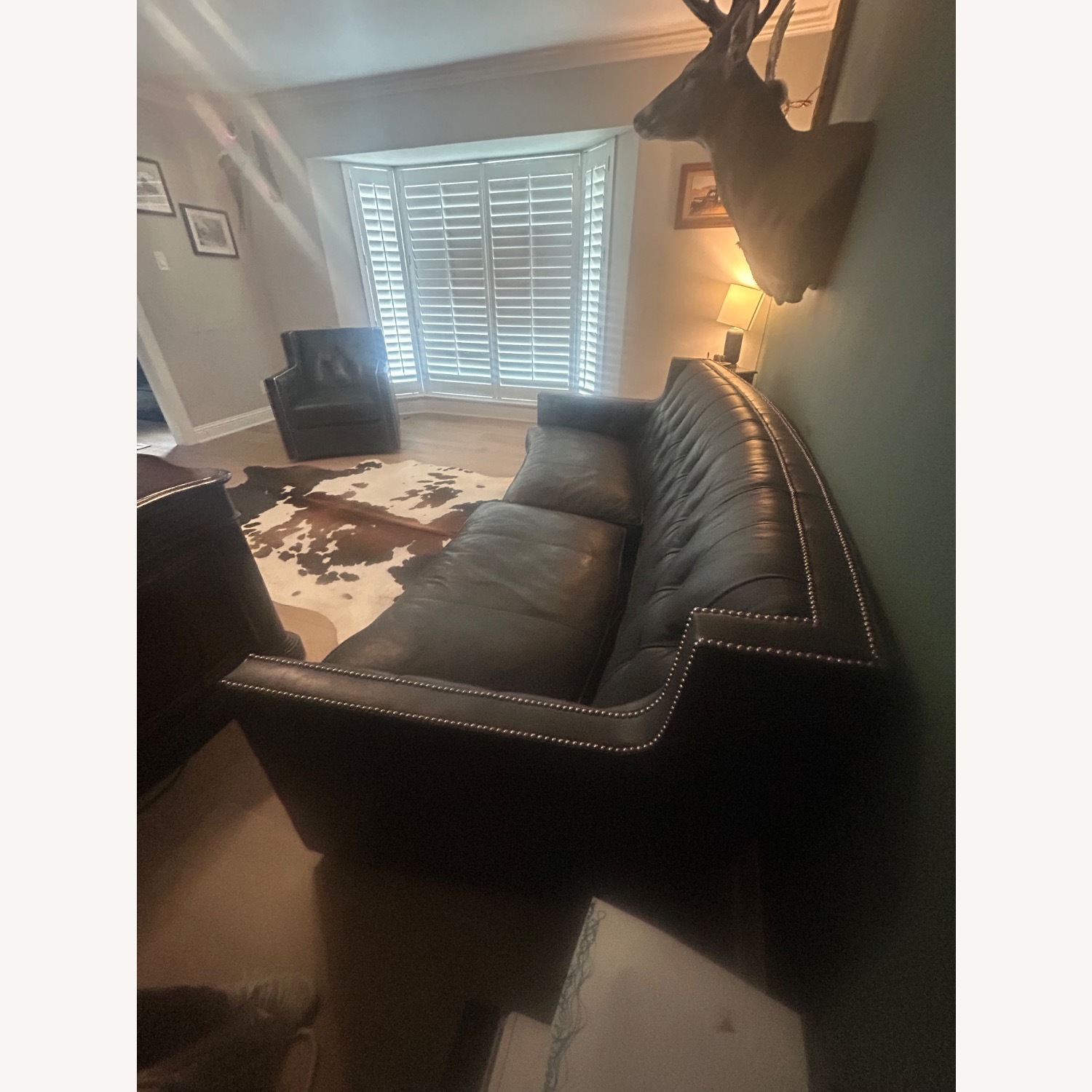 Bernhardt Candace Black Leather Studded Sofa - image-6