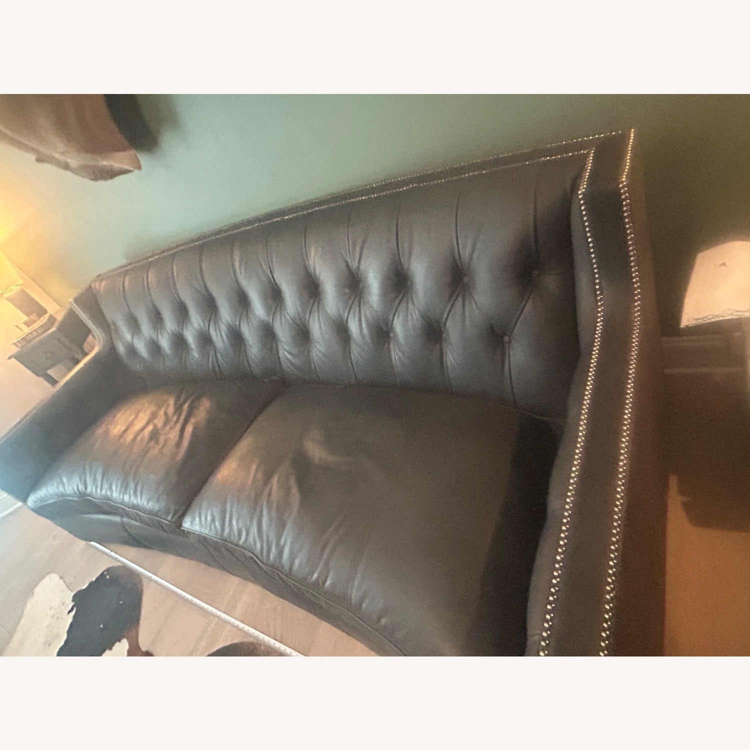 Bernhardt Candace Black Leather Studded Sofa - image-2