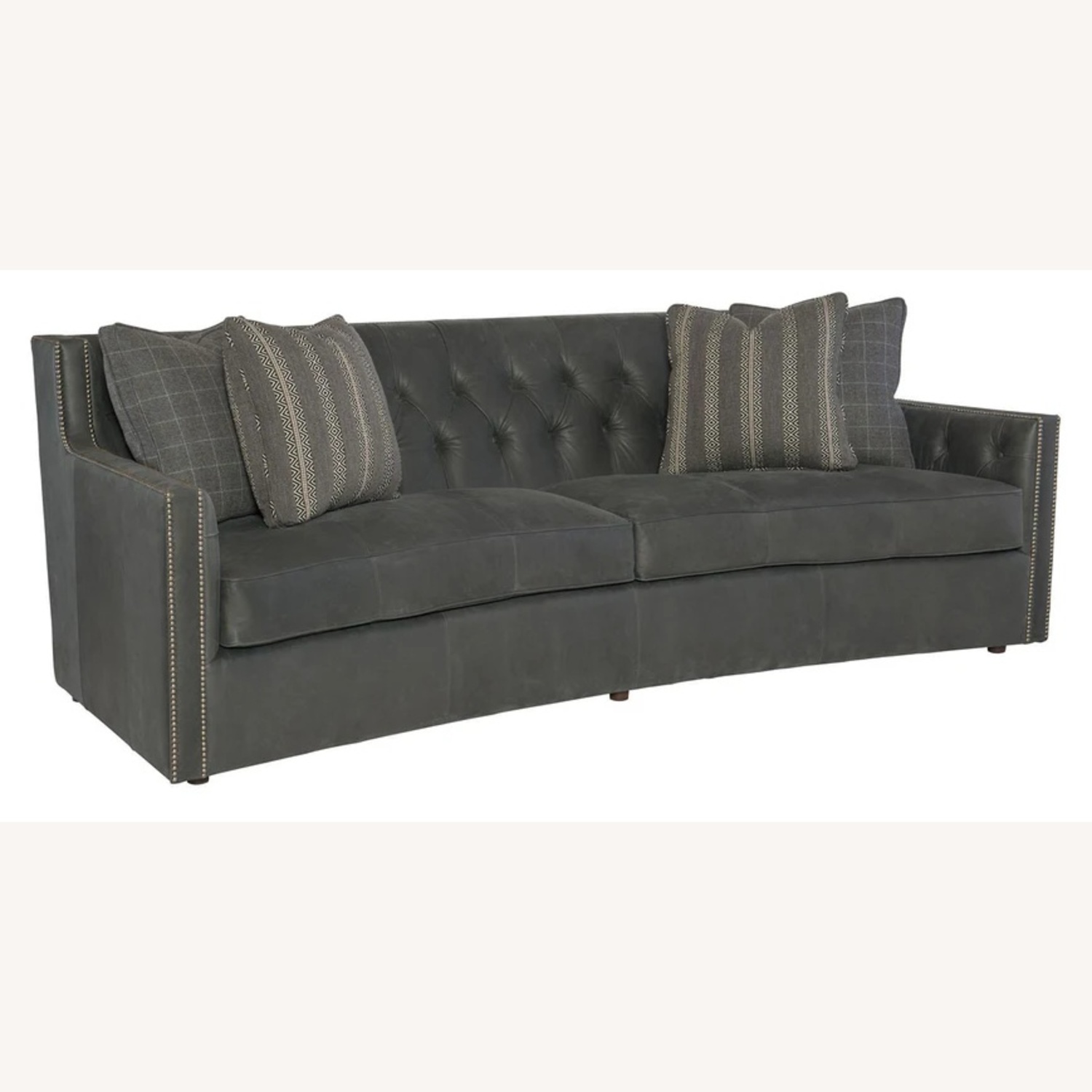 Bernhardt Candace Black Leather Studded Sofa - image-0