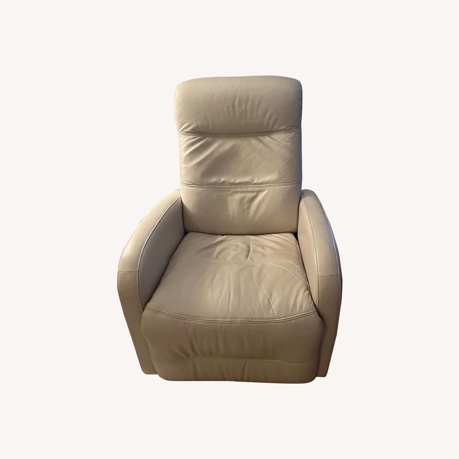 Off White Leather Recliner - (Electric) - image-0