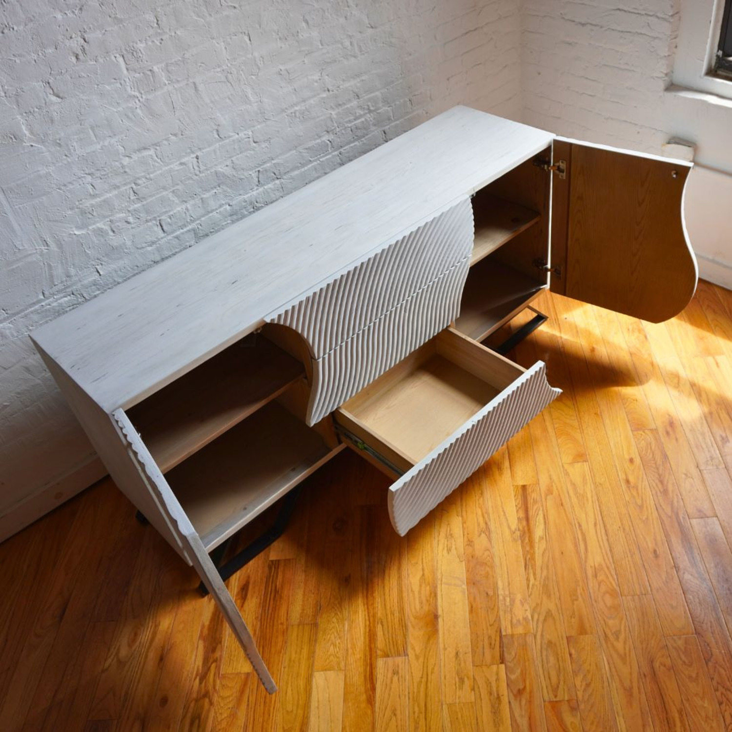 Modern Wooden Engraved Credenza Sideboard - image-3