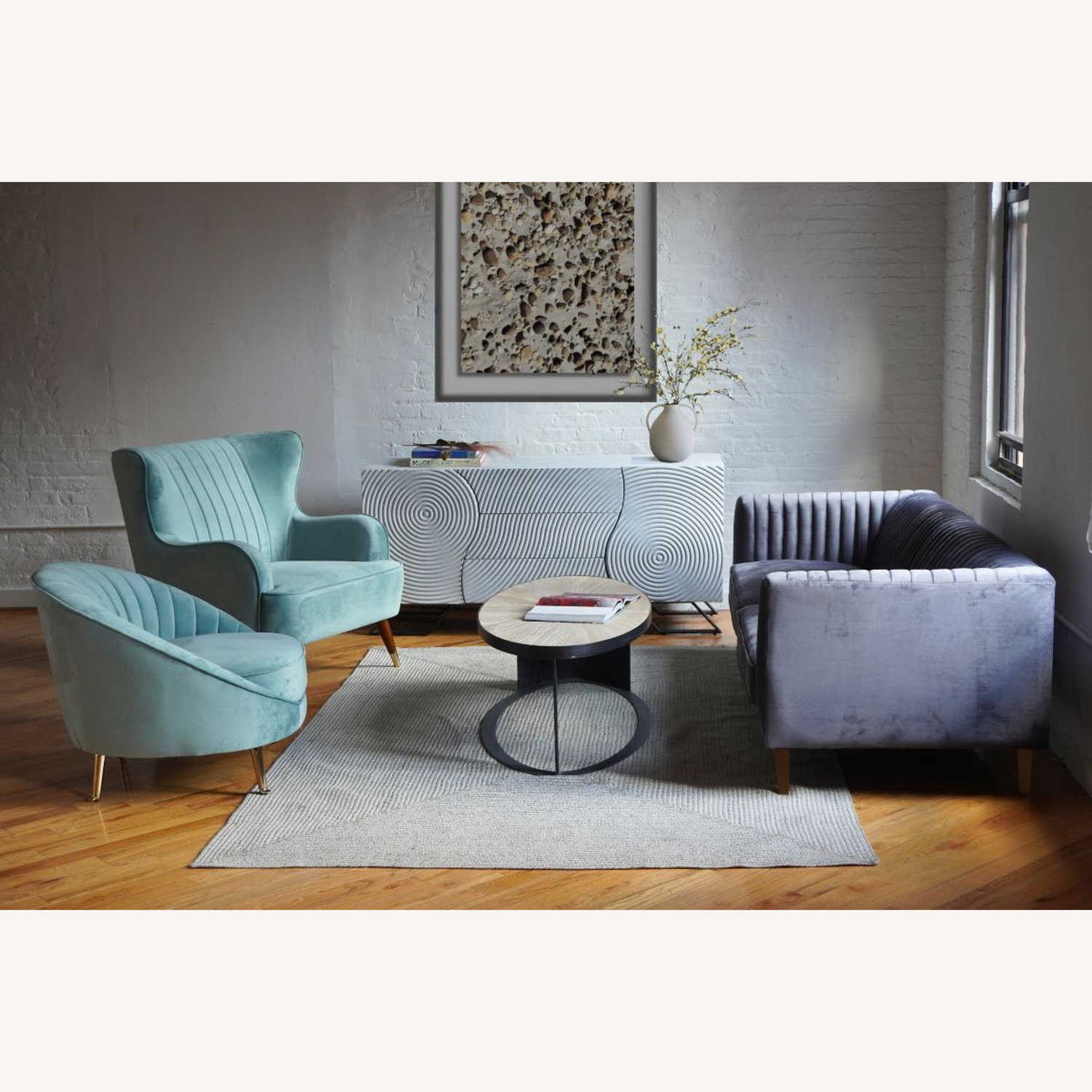 Modern Wooden Engraved Credenza Sideboard - image-5