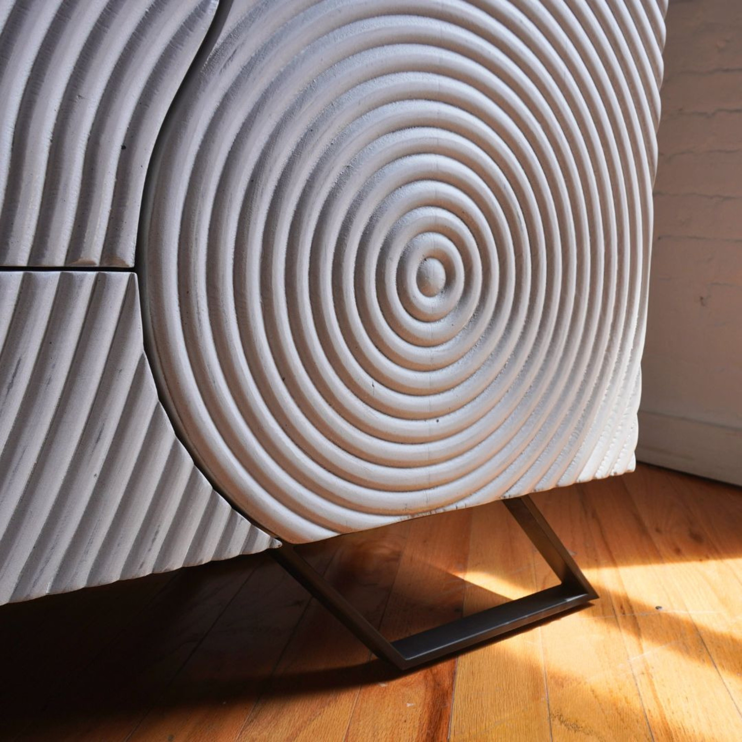 Modern Wooden Engraved Credenza Sideboard - image-1