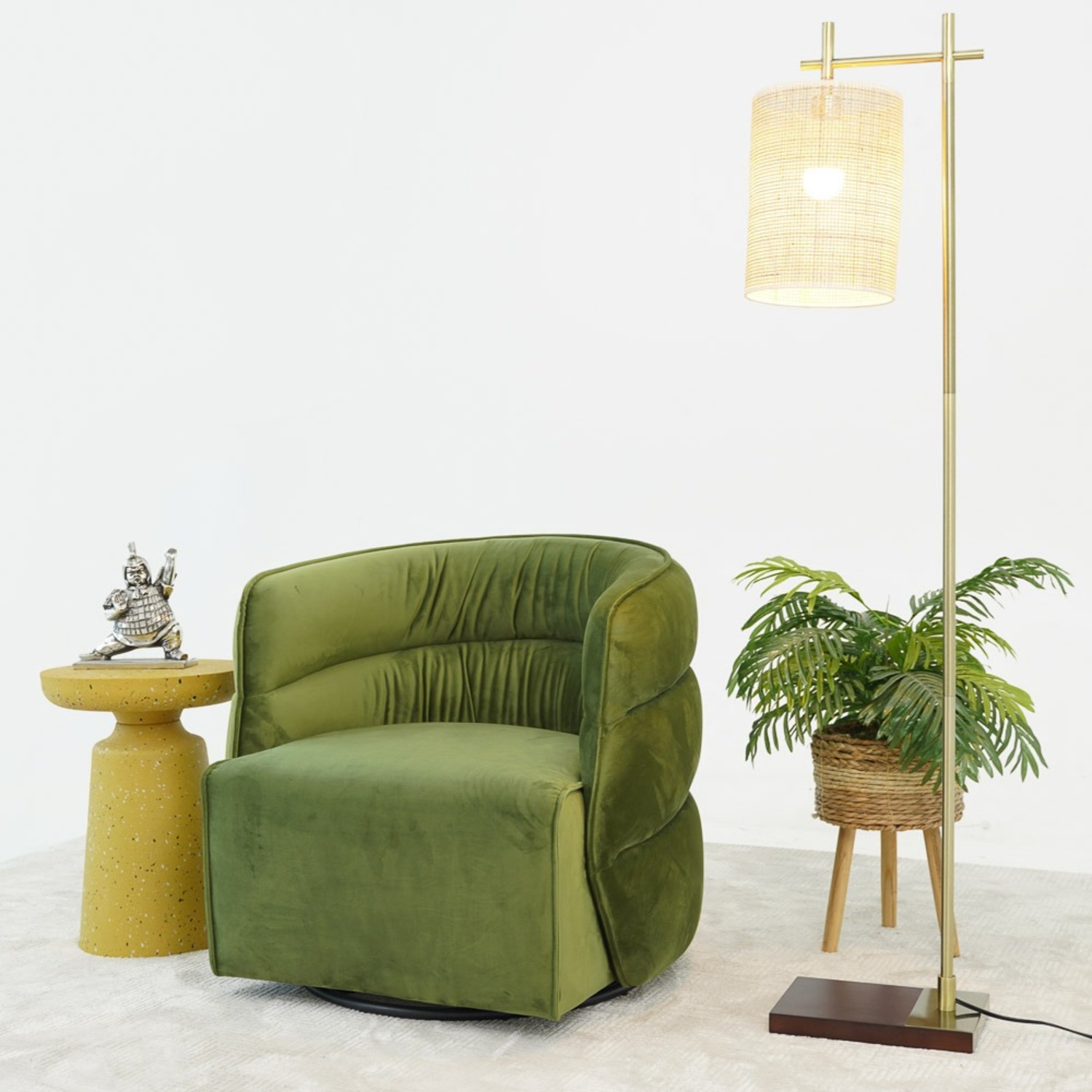 Shamrock Swivel Chair Green Velvet - image-4