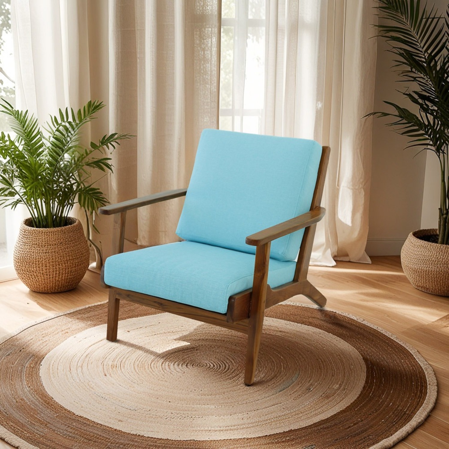 Kyle Linen Lounge Chair Sky Blue - image-3