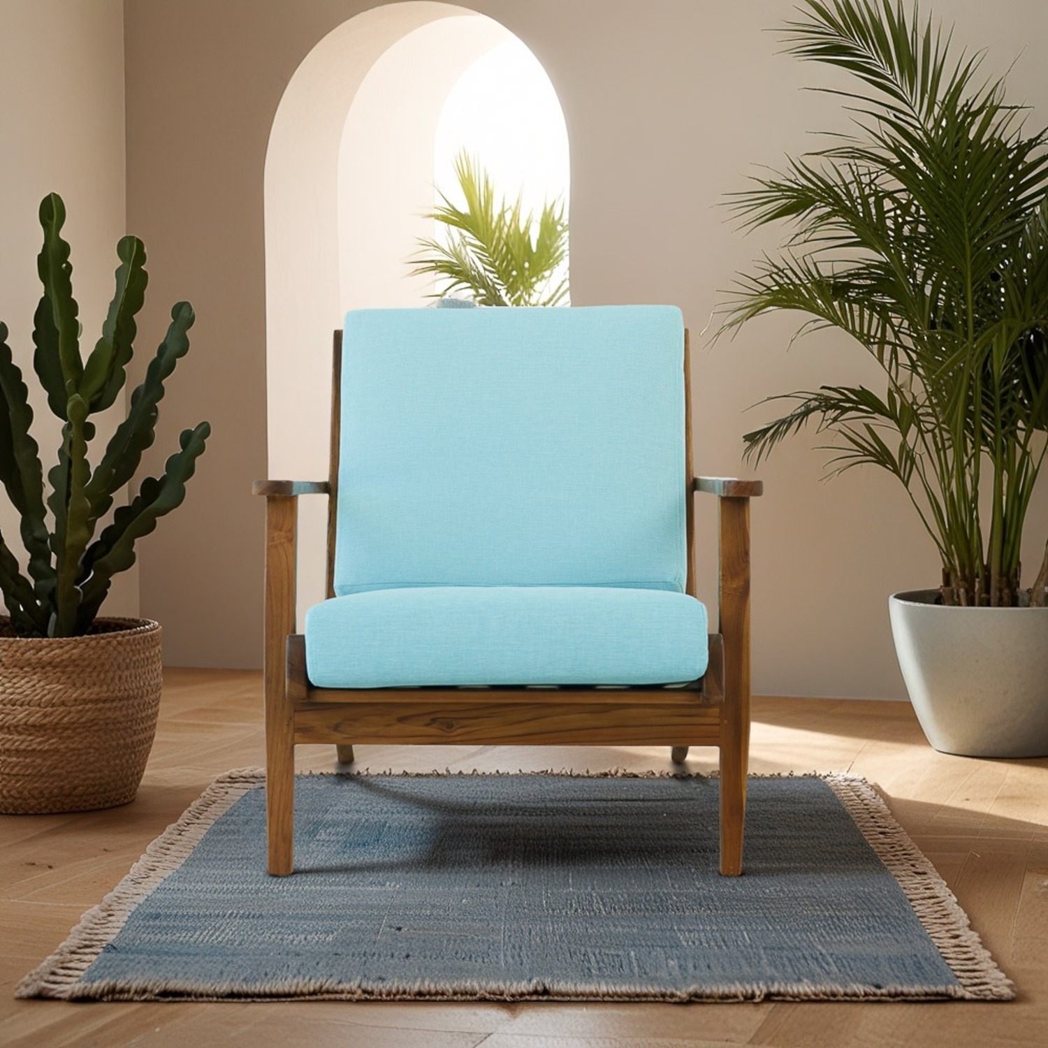 Kyle Linen Lounge Chair Sky Blue - image-4
