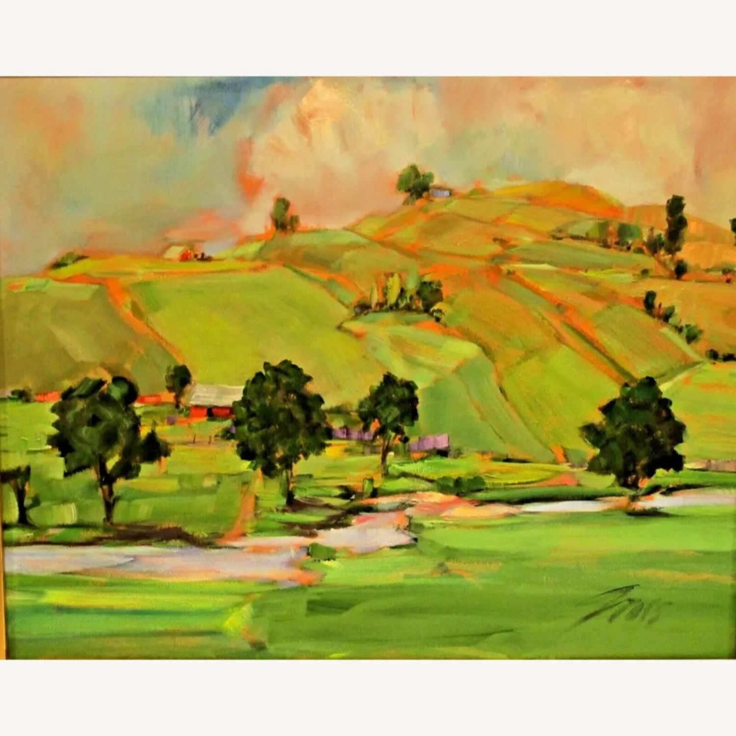 Original David Gross Signed Painting Green Country - image-2