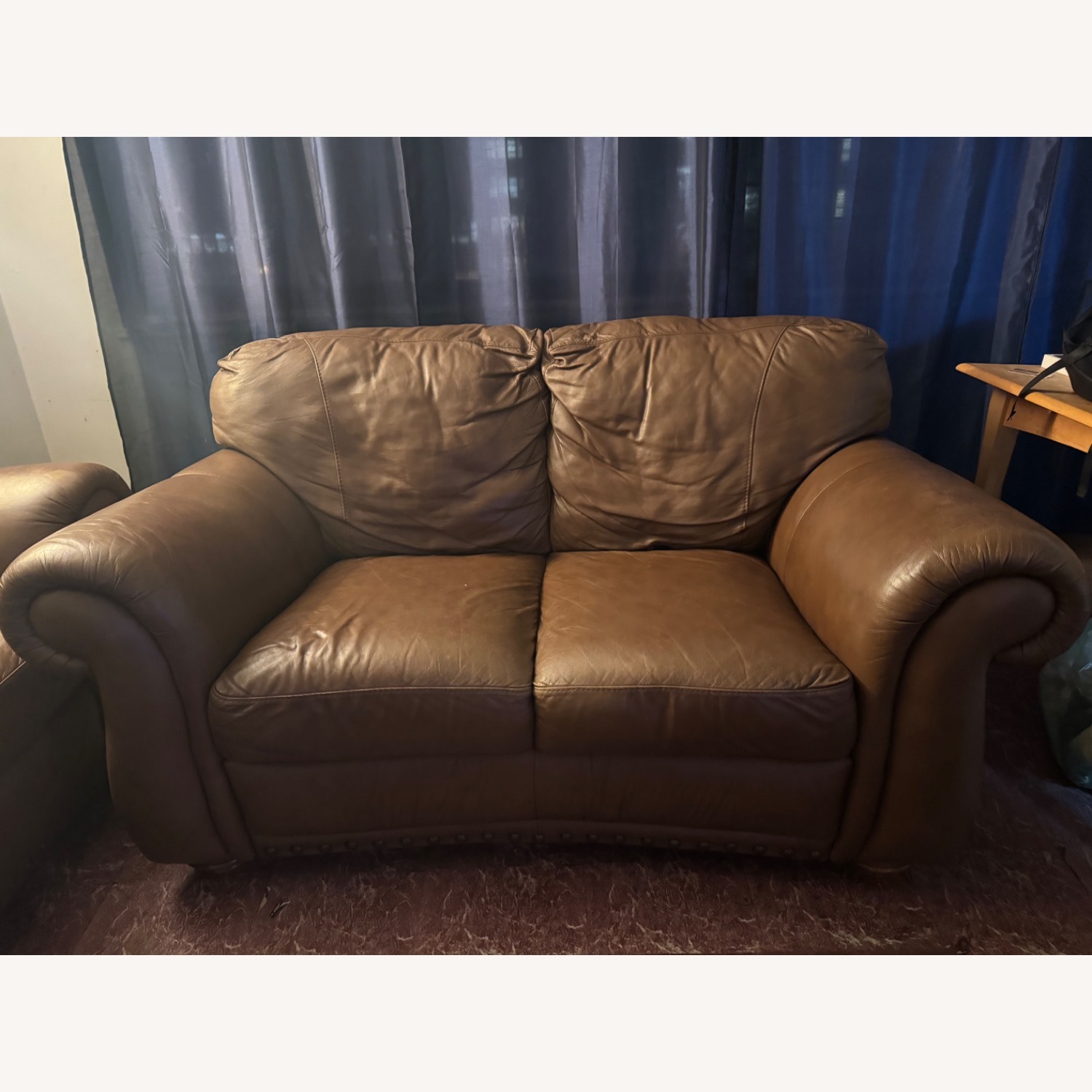 Natuzzi Editions Elba Brown Leather Loveseat - image-2