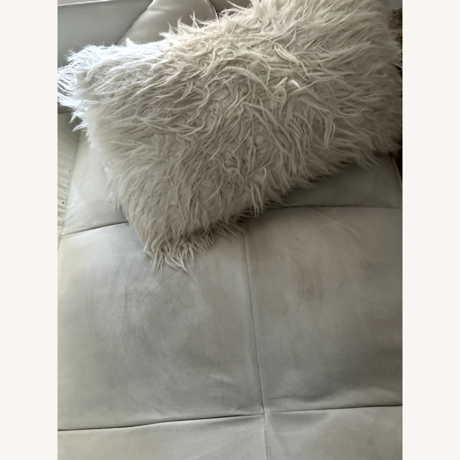 White Velvet Sectional Sofa Bed - image-3