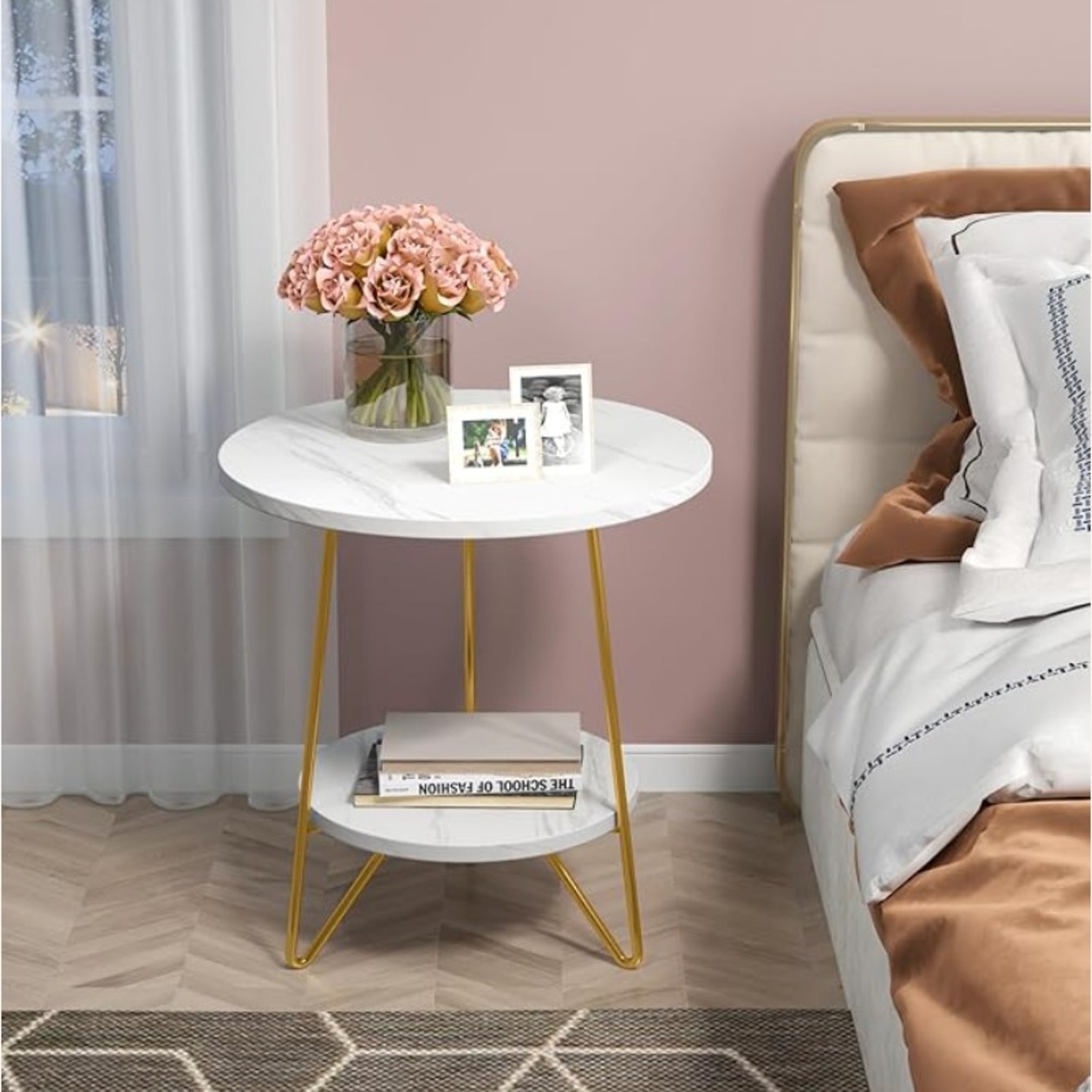 Faux Marble End Table - image-1