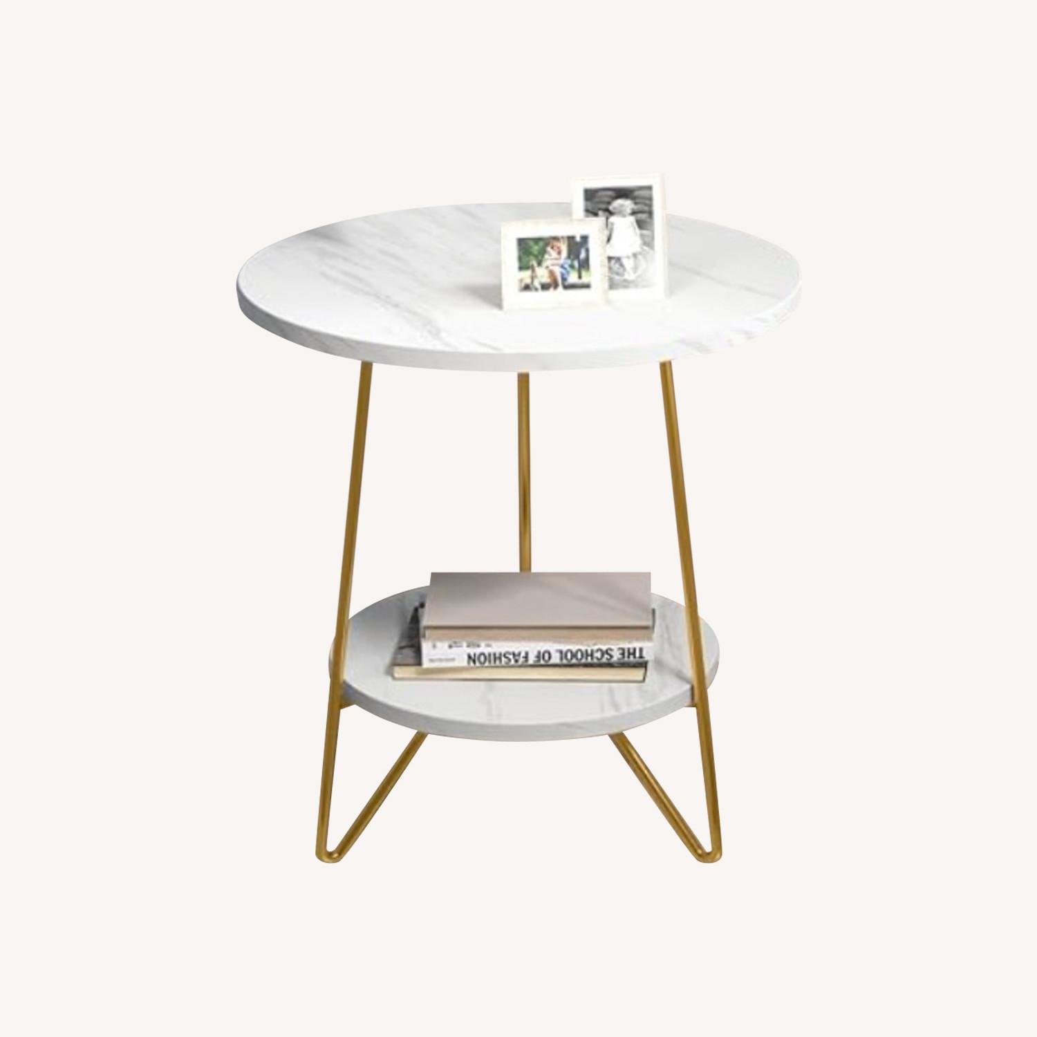 Faux Marble End Table - image-0