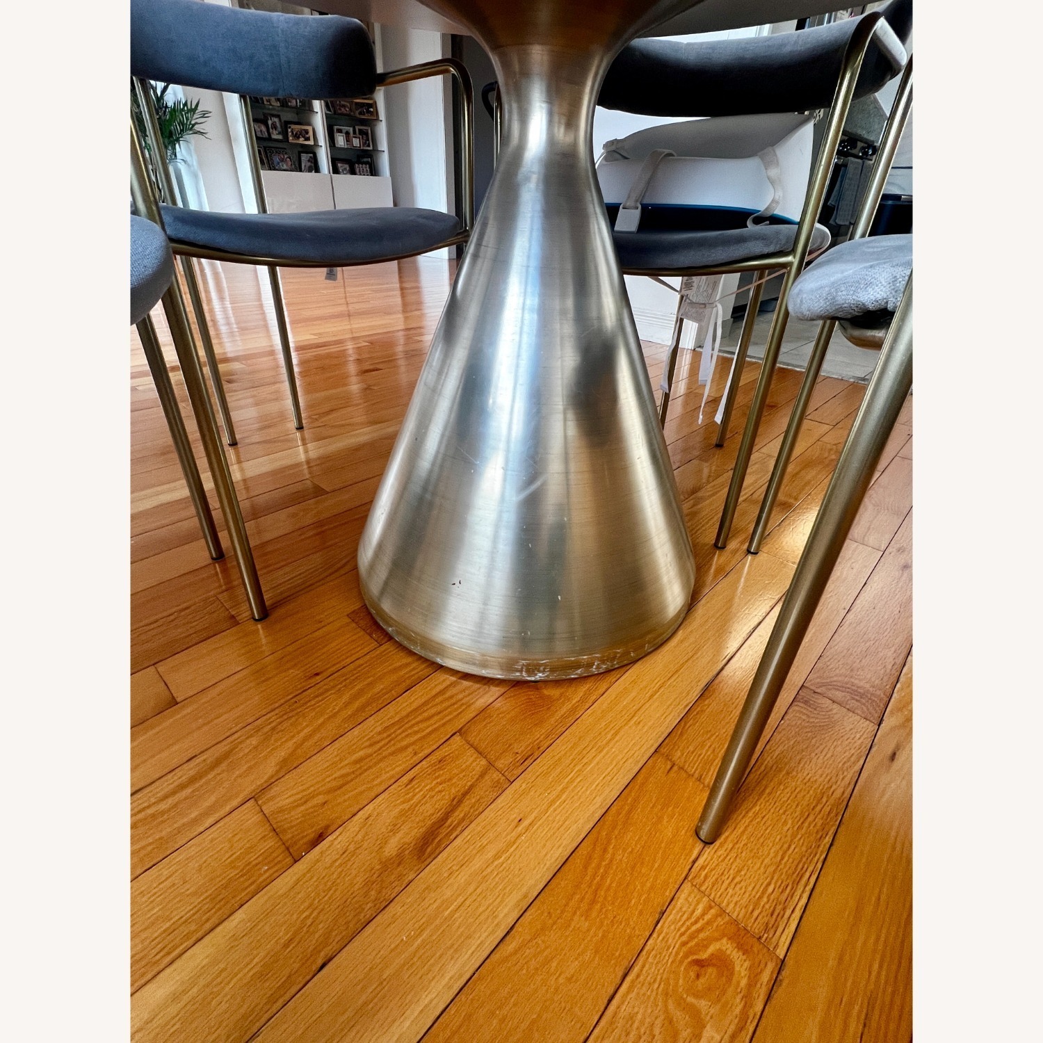 West Elm Silhouette Pedestal Marble Table - image-1