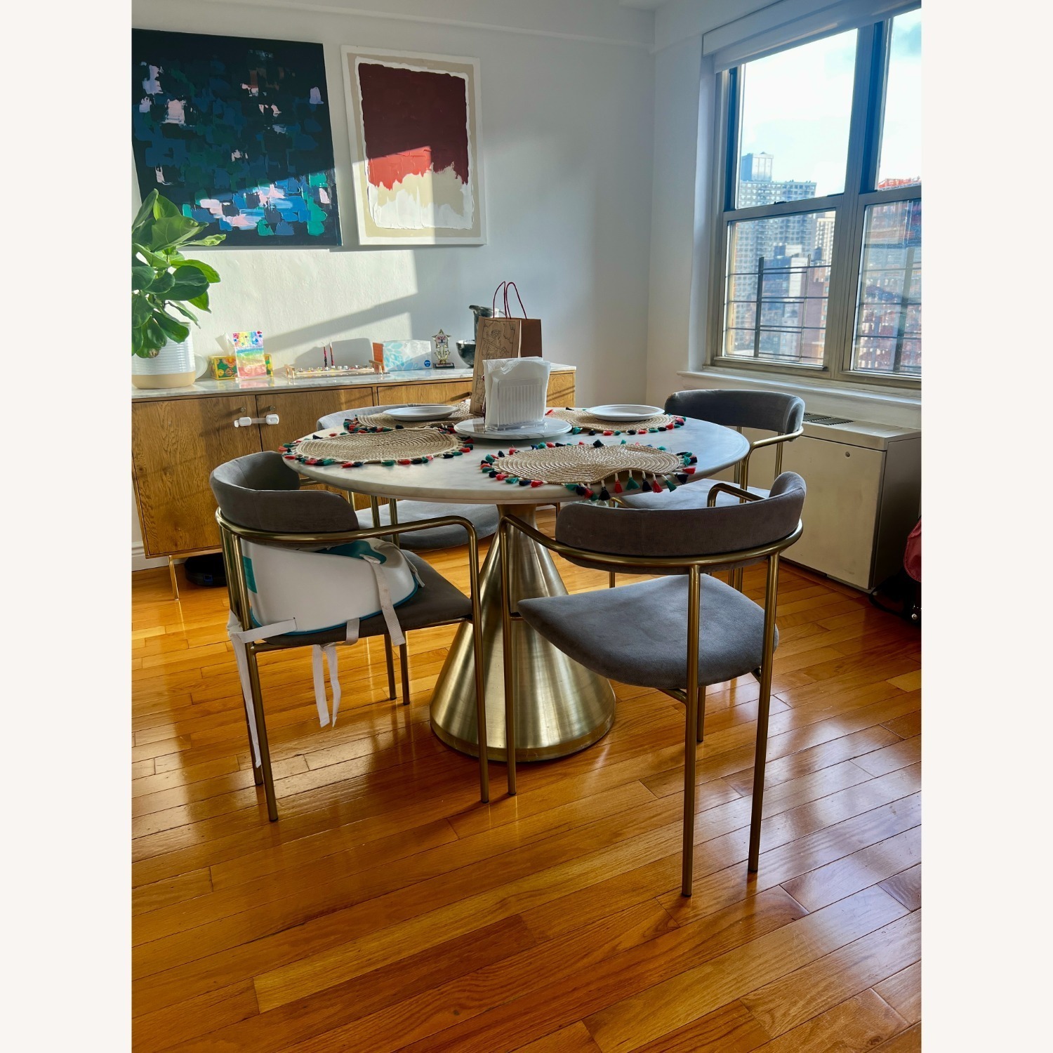 West Elm Silhouette Pedestal Marble Table - image-3