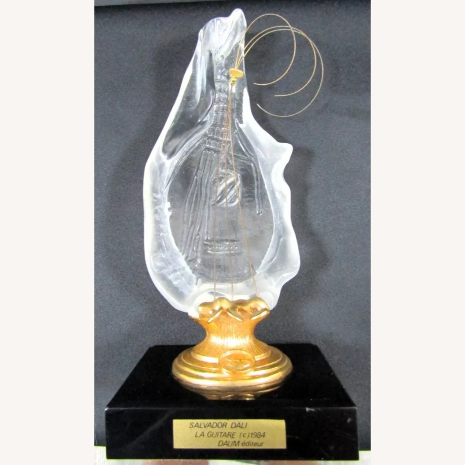 Salvador Dali Daum Glass 1984 La Guitar Sculpture - image-1