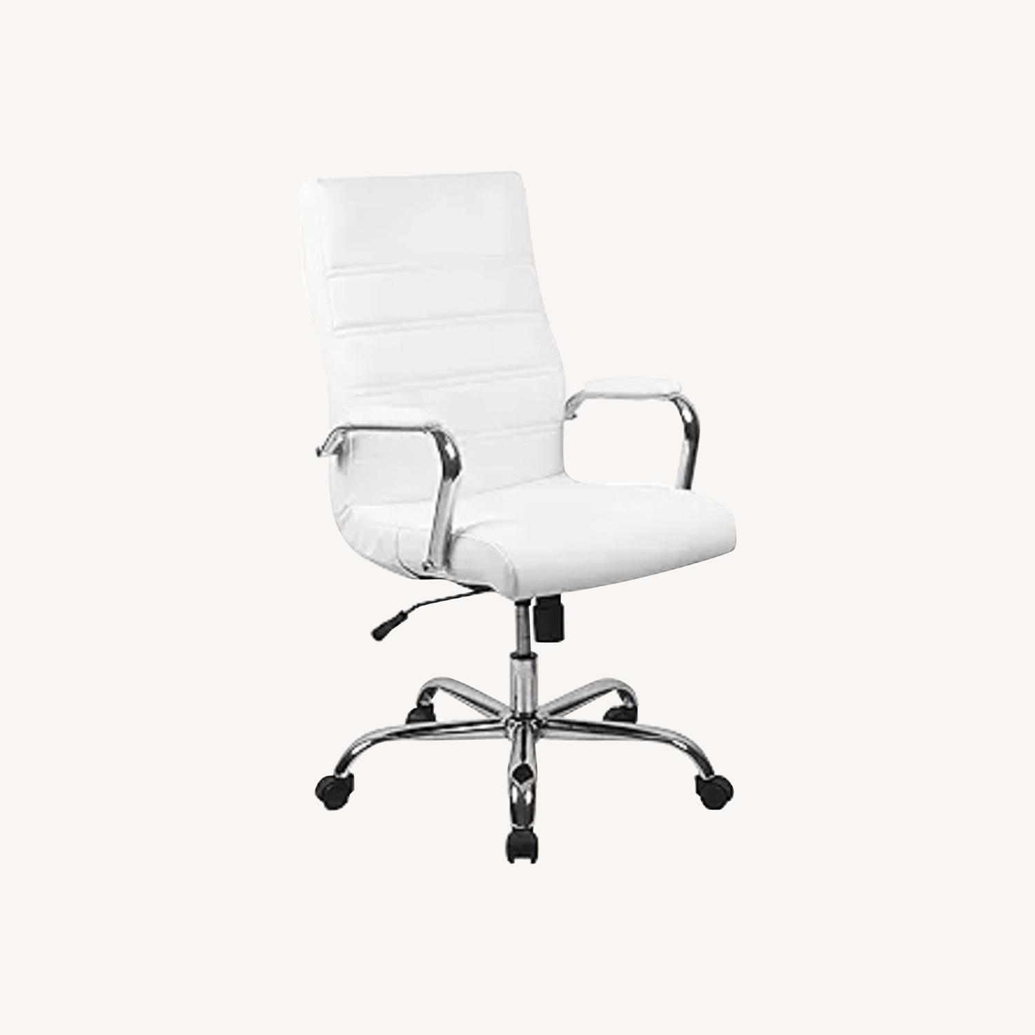 Flash Whitney Mid-black Swivel Leather Desk Chair - image-0