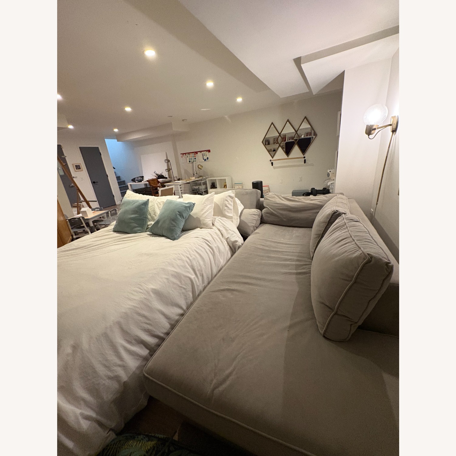 West Elm Harris Sleeper Sofa Chaise Grey - image-4