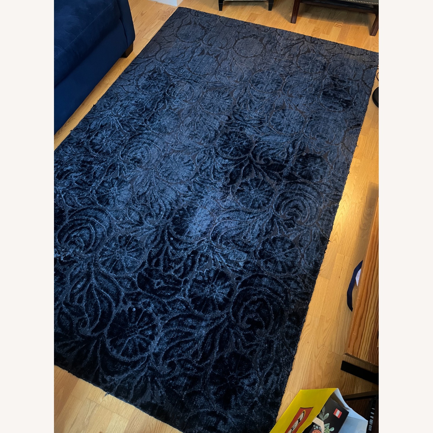 Ethan Allen Silk Floral Jacquard Ethan Allen Rug Black - image-1
