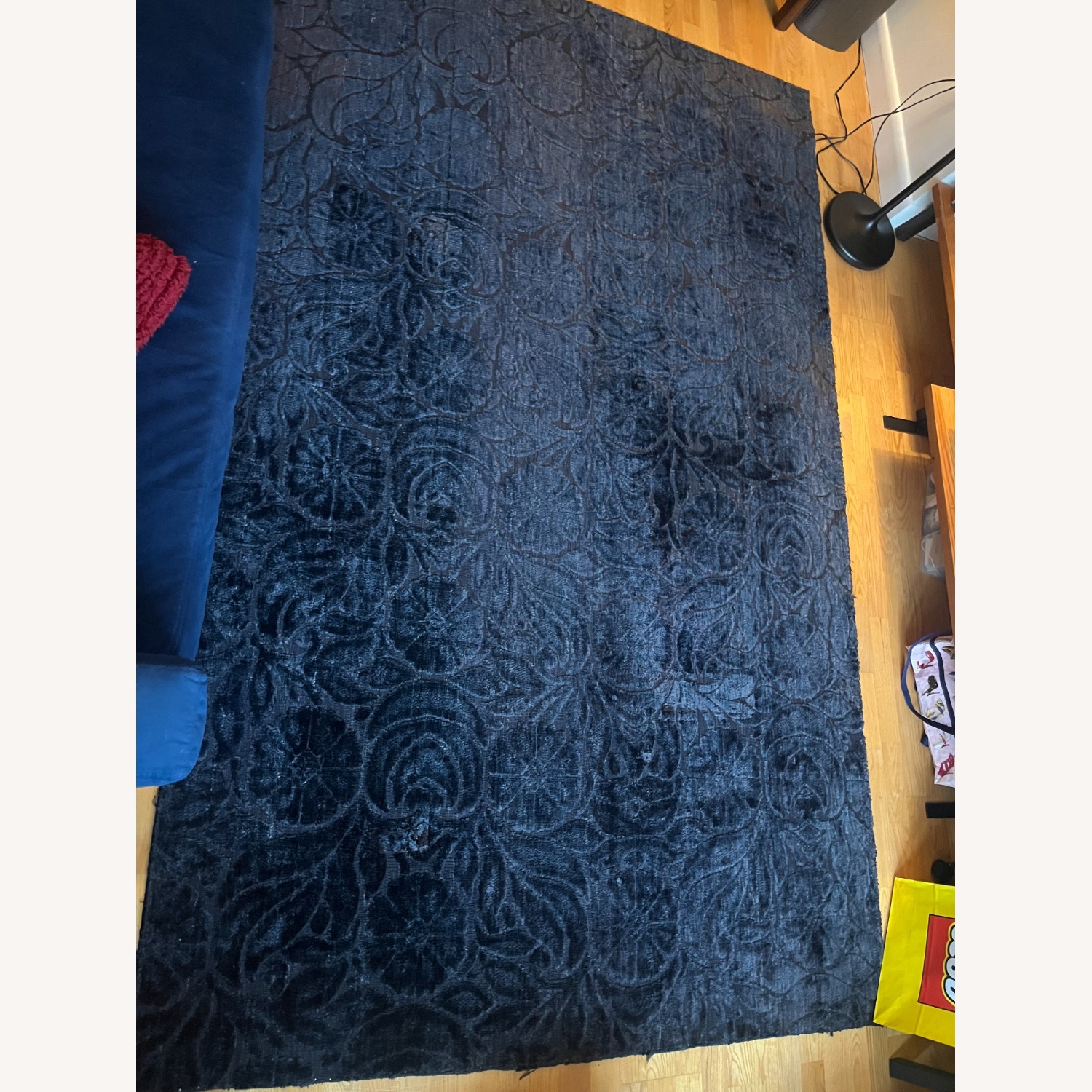 Ethan Allen Silk Floral Jacquard Ethan Allen Rug Black - image-2