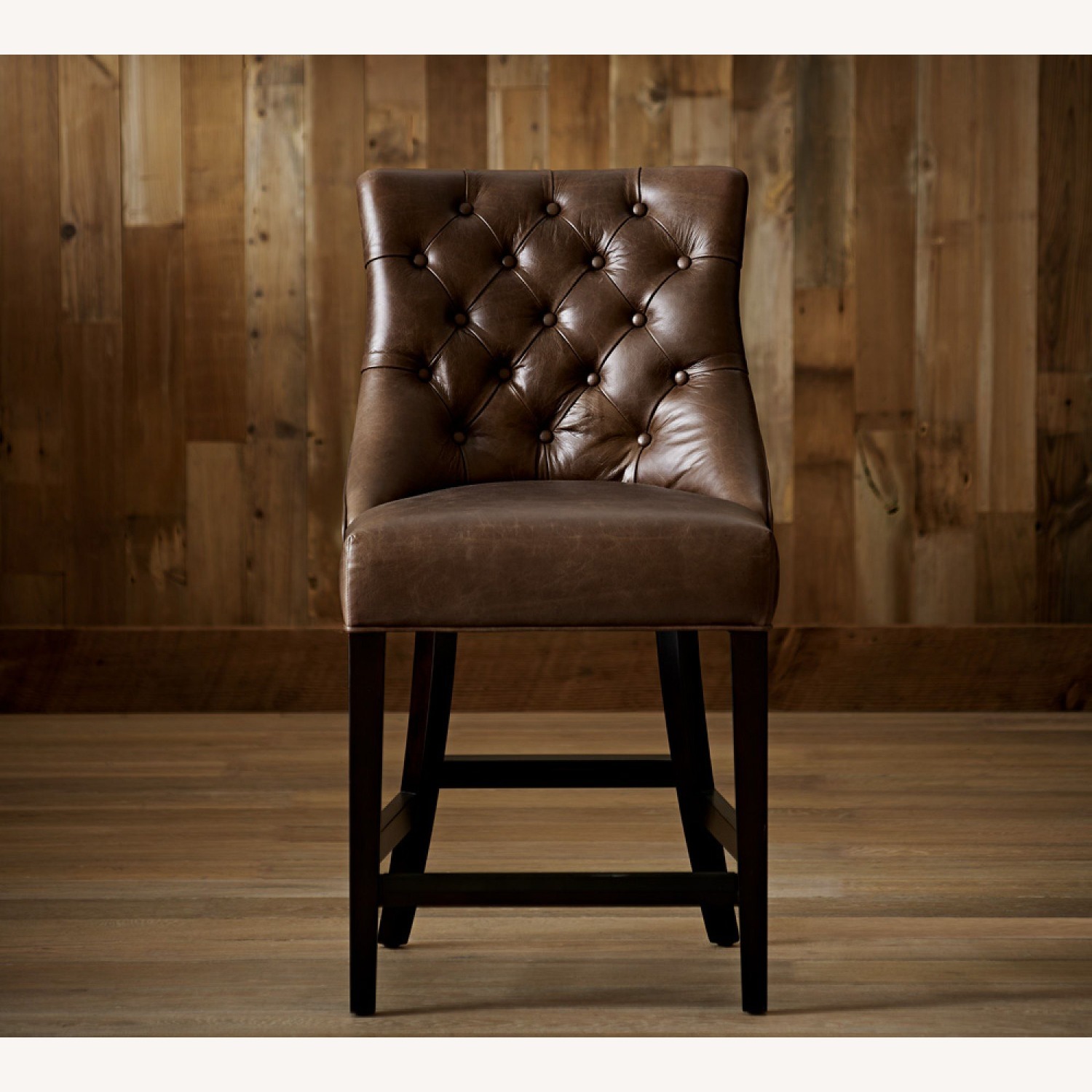 Pottery Barn Hayes Tufted Leather Stool - image-2