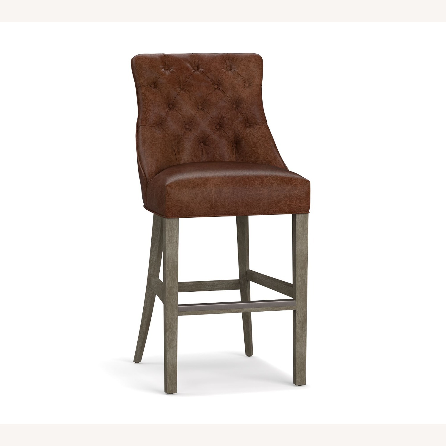 Pottery Barn Hayes Tufted Leather Stool - image-1