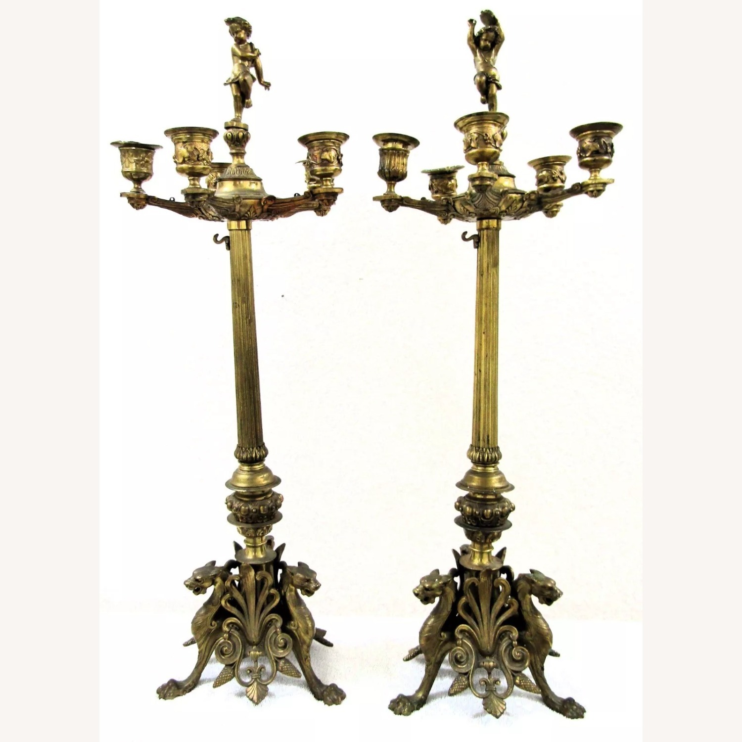 Pair Grand Tour Bronze Candelabra Barbedienne - image-1