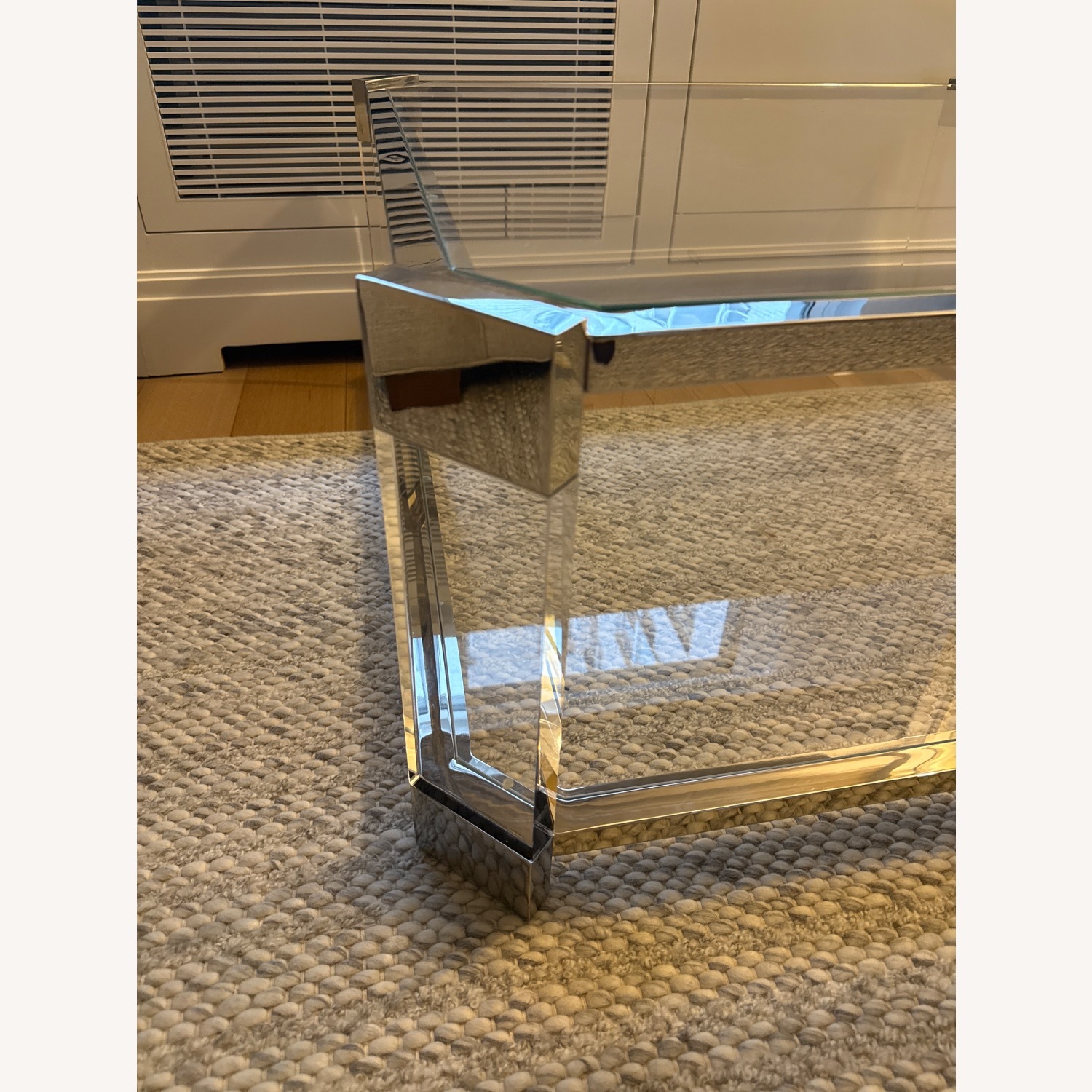 Glass and Nickel Square Coffee Table - image-2