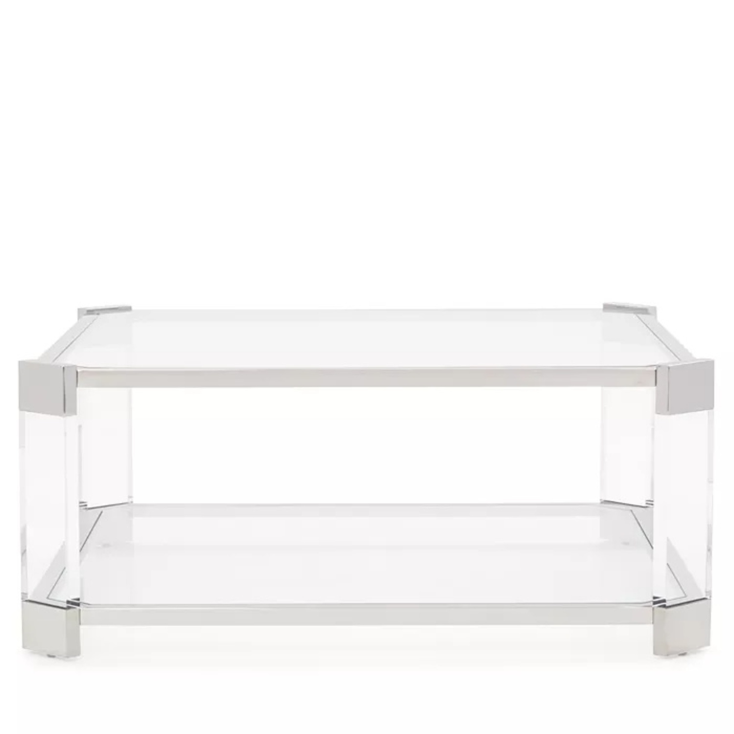 Glass and Nickel Square Coffee Table - image-5