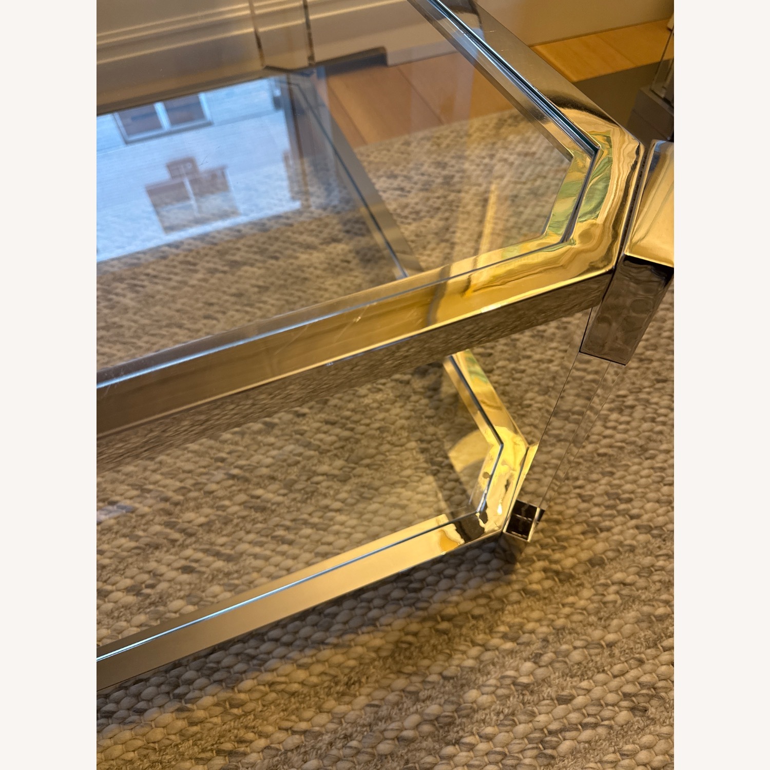 Glass and Nickel Square Coffee Table - image-4