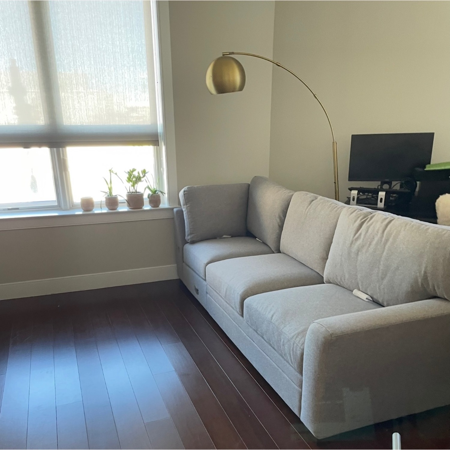 Gray Fabric Sectional with Storage Ottoman - image-5