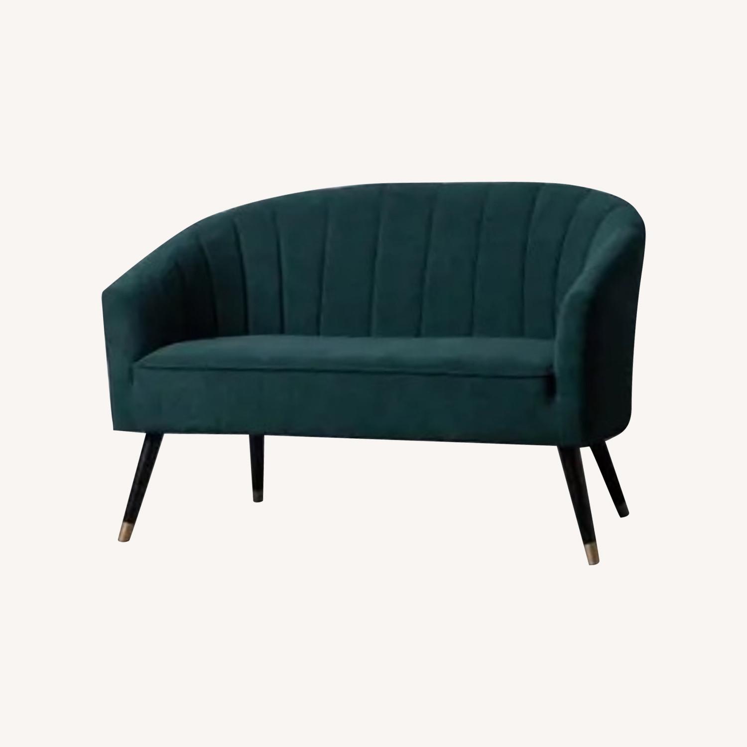 Alexandra Style Dark Green Velvet 2 Seater Sofa - image-0