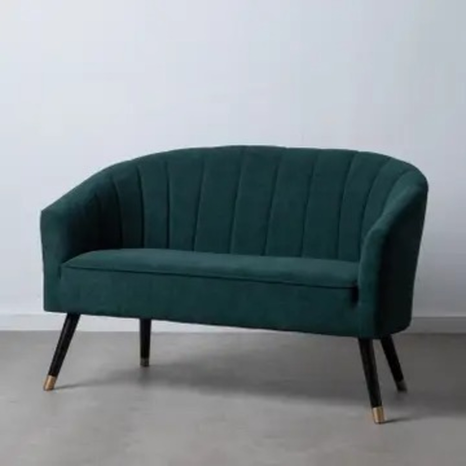 Alexandra Style Dark Green Velvet 2 Seater Sofa - image-1