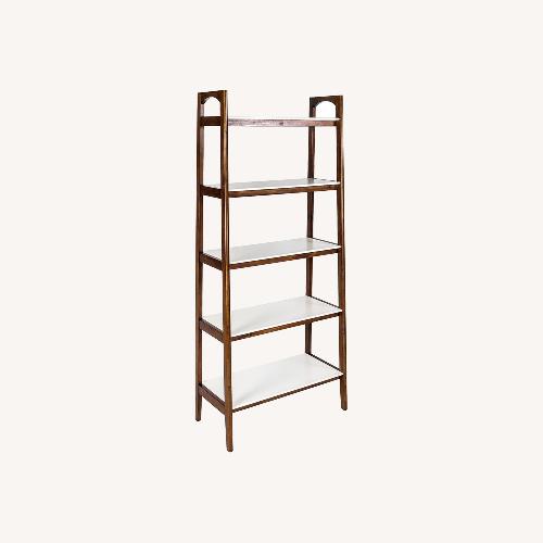 Used Wood White-Top Bookcase Display Shelf, Pecan for sale on AptDeco