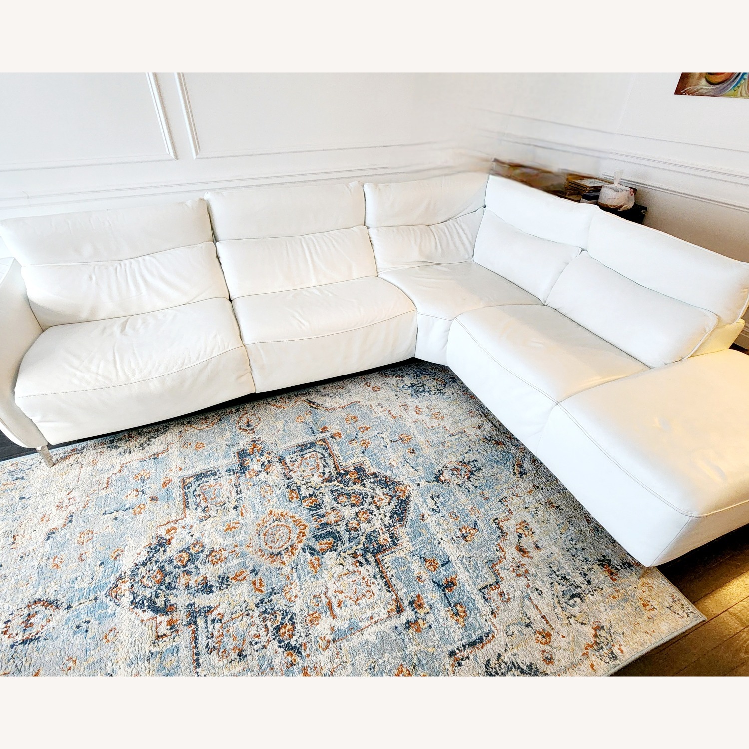 White Italian Leather Sectional Sofa - image-4