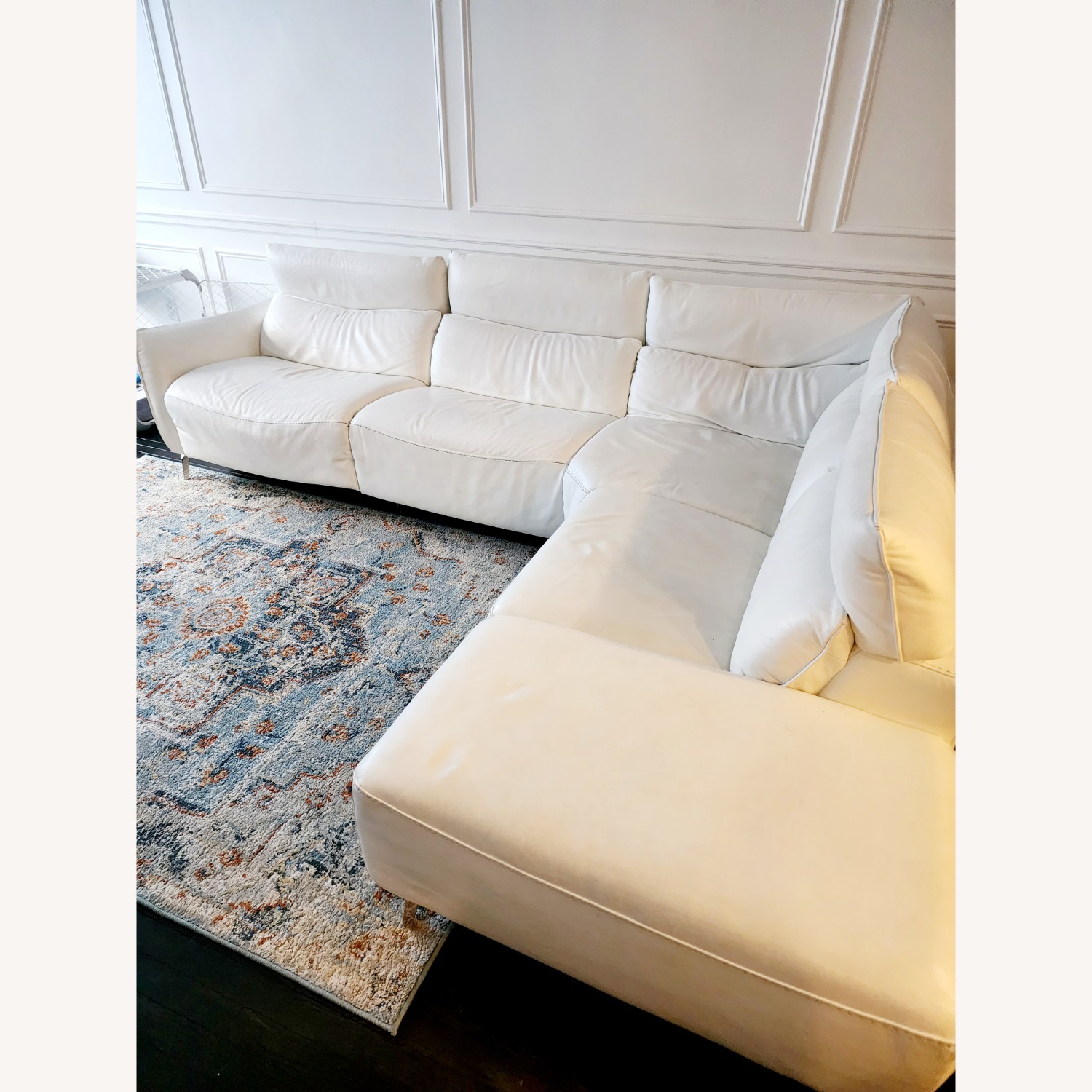 White Italian Leather Sectional Sofa - image-2