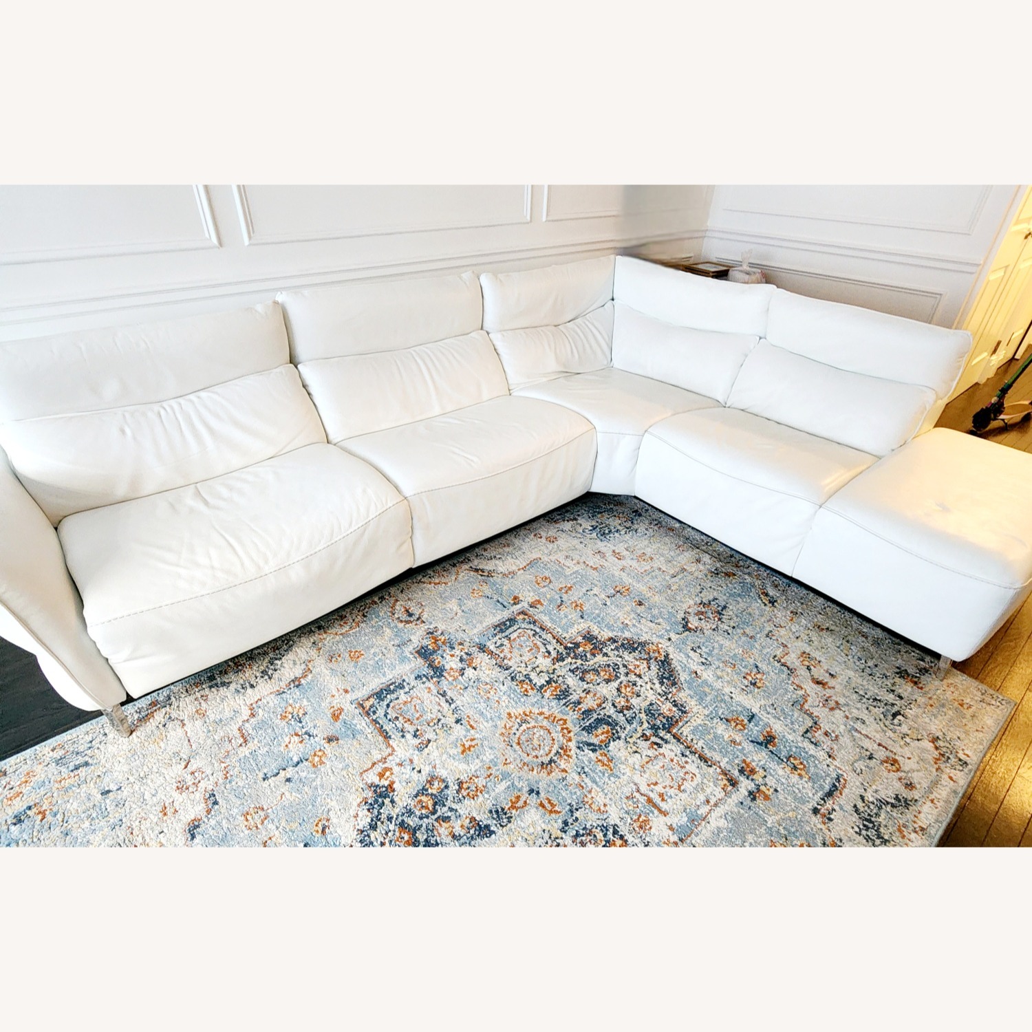 White Italian Leather Sectional Sofa - image-1