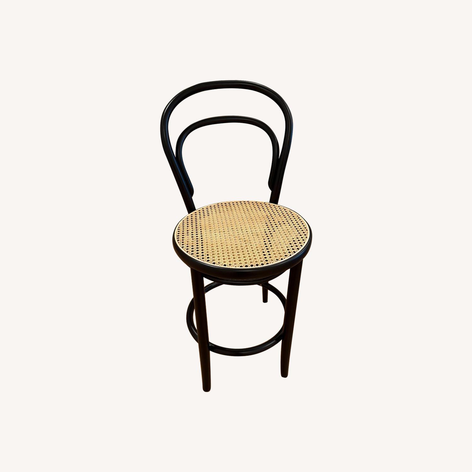 French Black & Cane Counter Stools (Set of Three) - image-0