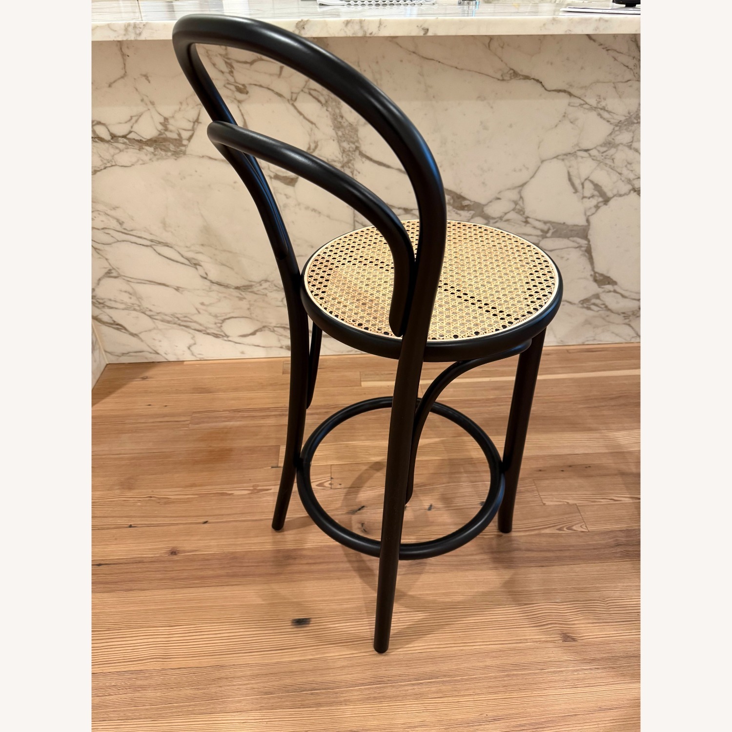French Black & Cane Counter Stools (Set of Three) - image-1